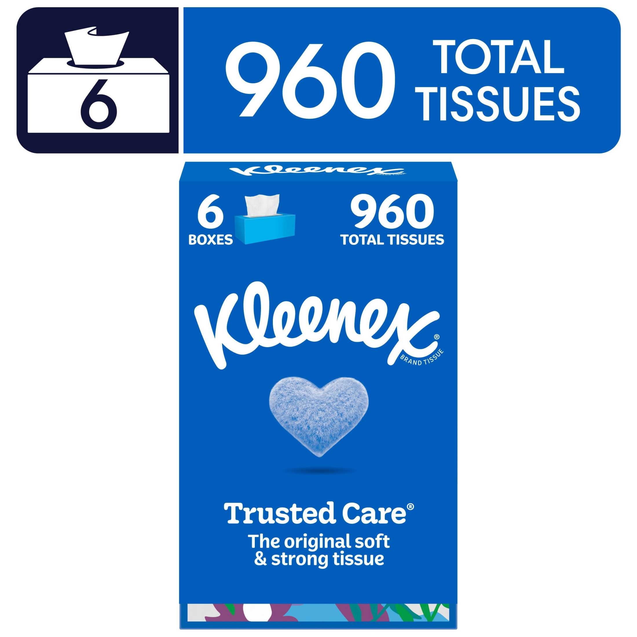 Kleenex Trusted Care 2-Ply Flat Box Facial Tissues - 6 Pack (960 Total Tissues)