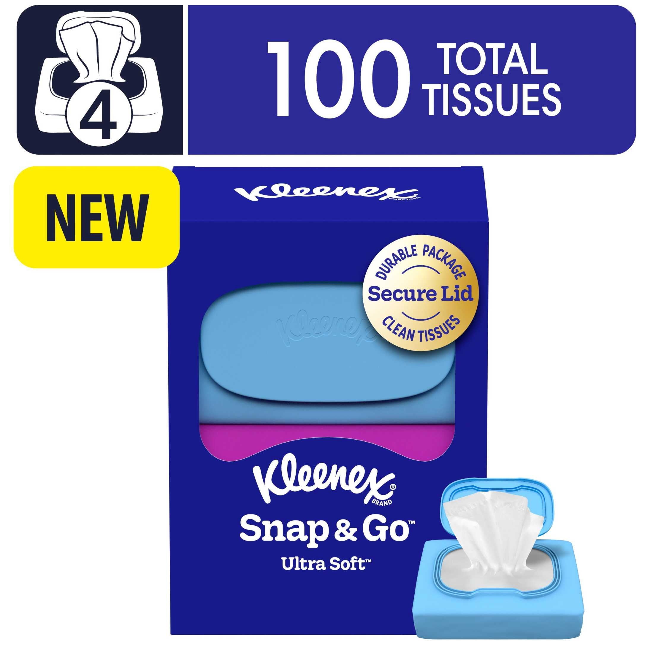 Kleenex Snap & Go Ultra Soft 3-Ply On-The-Go Facial Tissues - 4 Pack