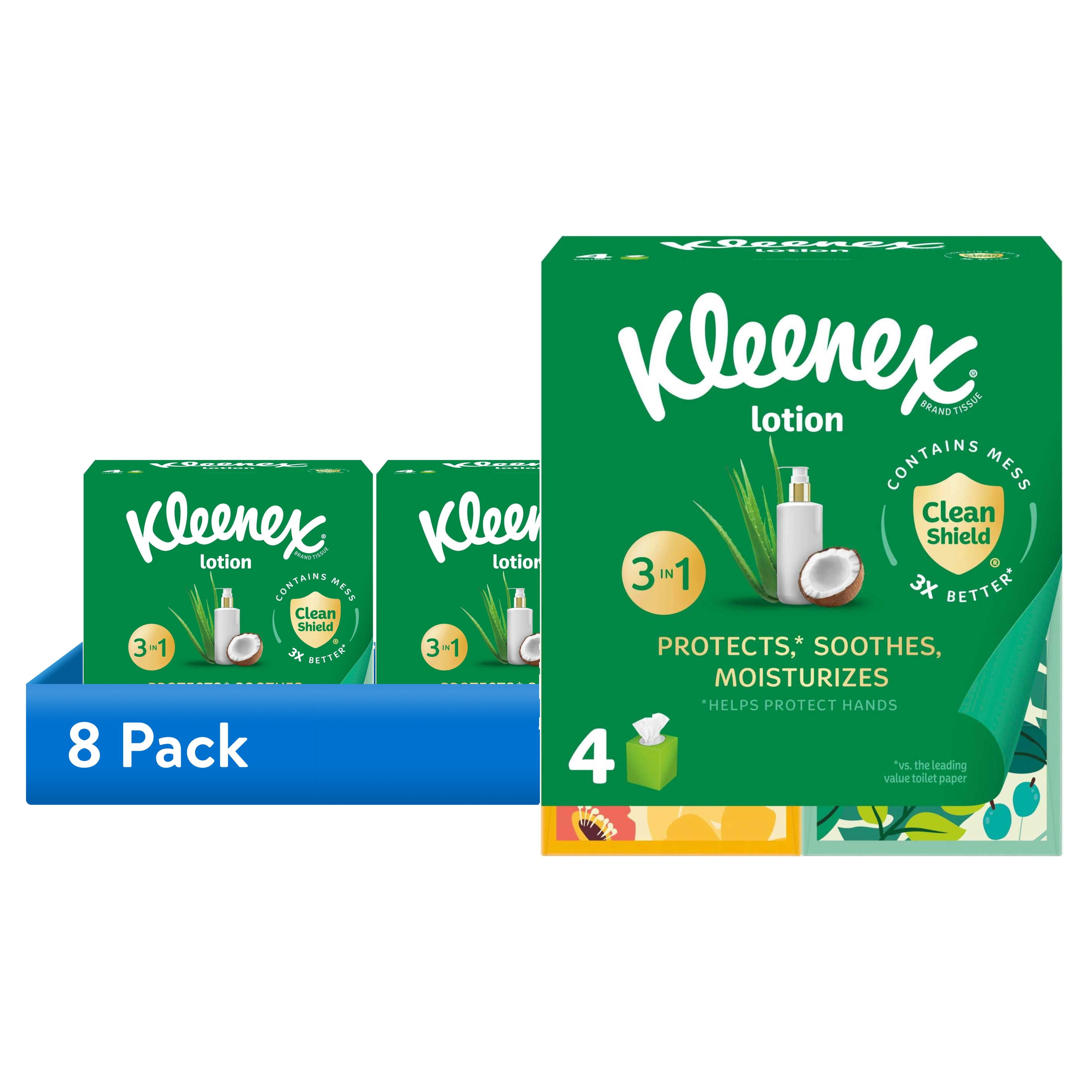 Kleenex Lotion Facial Tissues with Coconut Oil - 4 Cube Boxes, 60 Tissues per Box, 3-Ply - 8-Pack