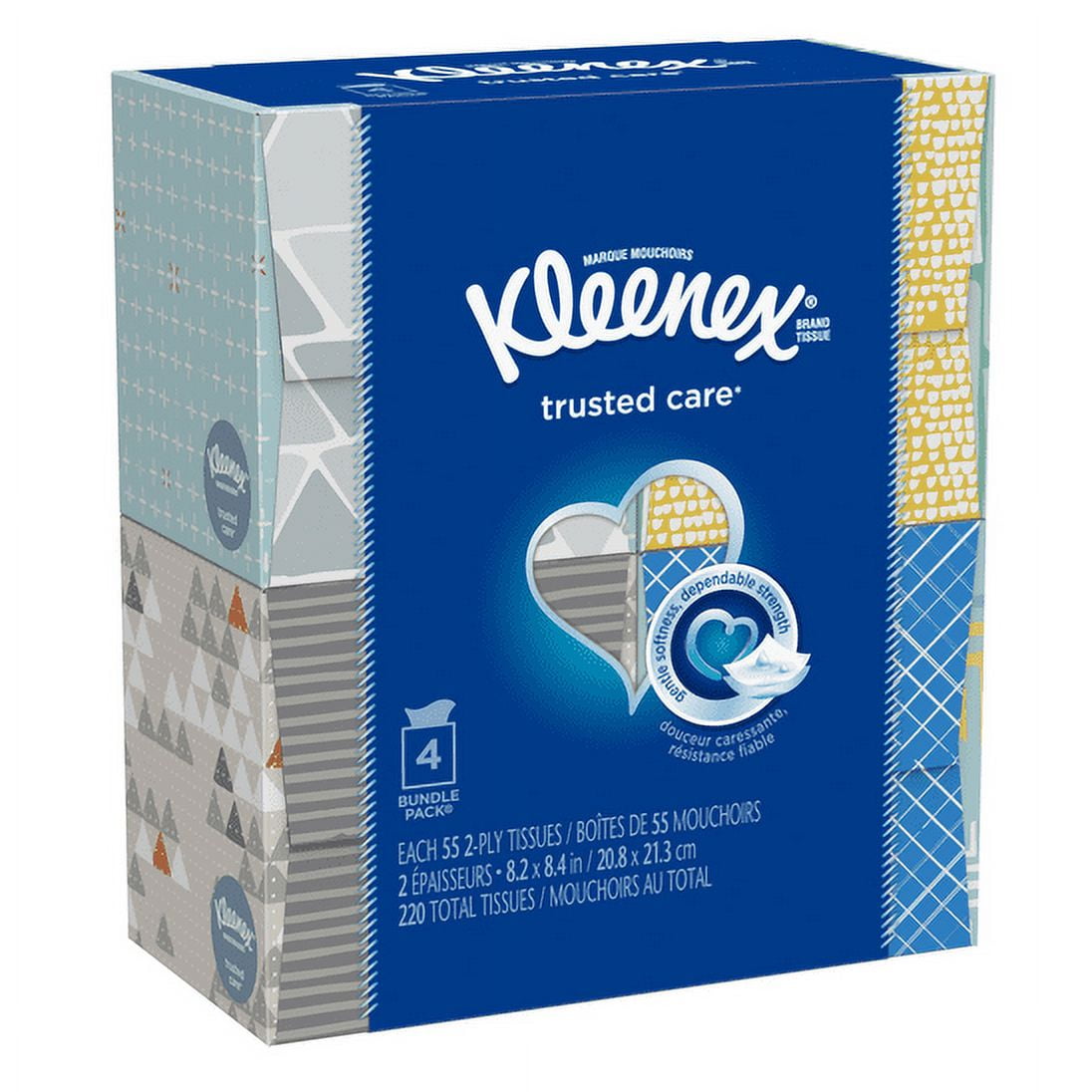Kleenex Everyday Facial Tissues - 4 Cube Boxes (220 Total Tissues)