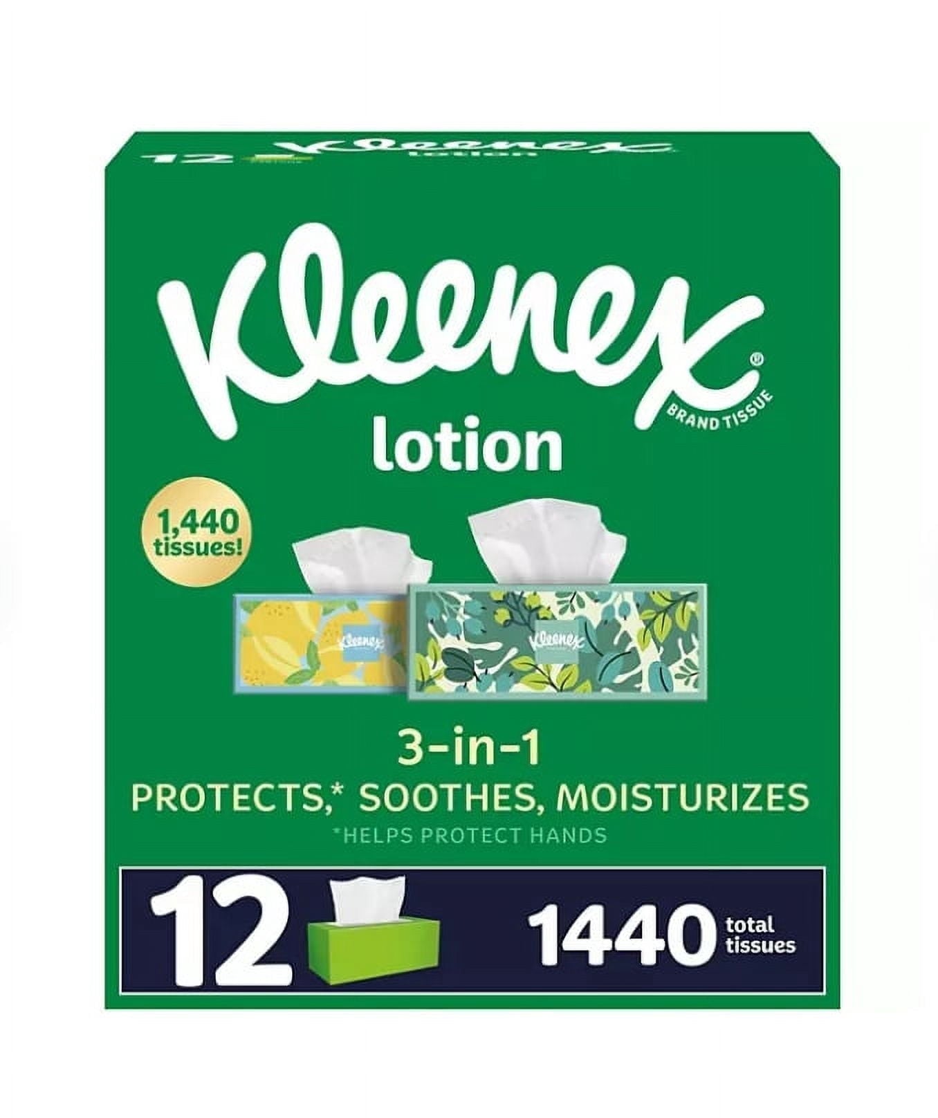 Kleenex Lotion 3-Ply Coconut Oil Facial Tissues 12 boxes - 120 tissues/box
