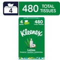 Kleenex Lotion With Coconut Oil And Aloe 3-Ply Facial Tissues - 4 Pack, 480 Total Tissues