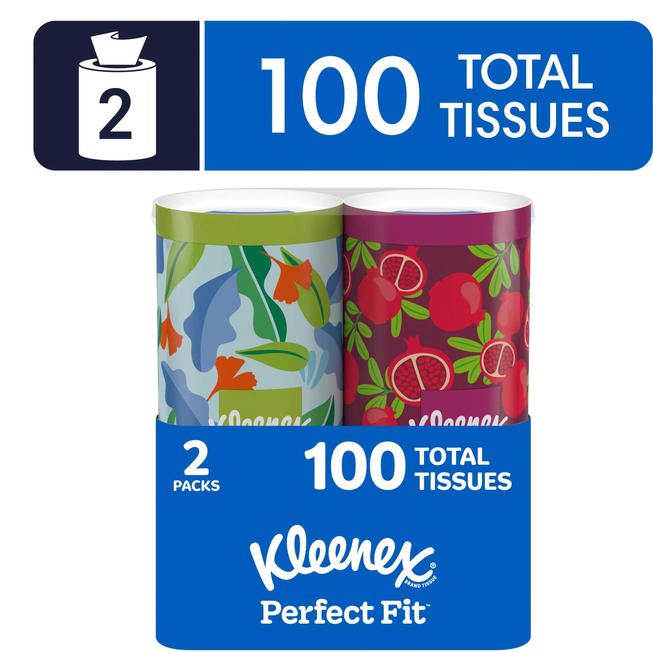 Kleenex Perfect Fit Facial Tissues - 2 Canister Boxes, 50 Tissues per Box, 2-Ply