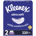 Kleenex Ultra Soft Facial Tissues - 2 Flat Boxes, 110 White Tissues per Box, 3-Ply (220 Total)