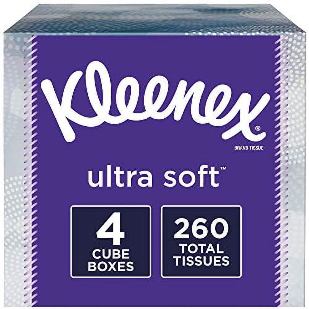 Kleenex Ultra Soft Facial Tissues - 4 Cube Tissue Boxes, 65 Tissues per Box (260 Tissues Total)