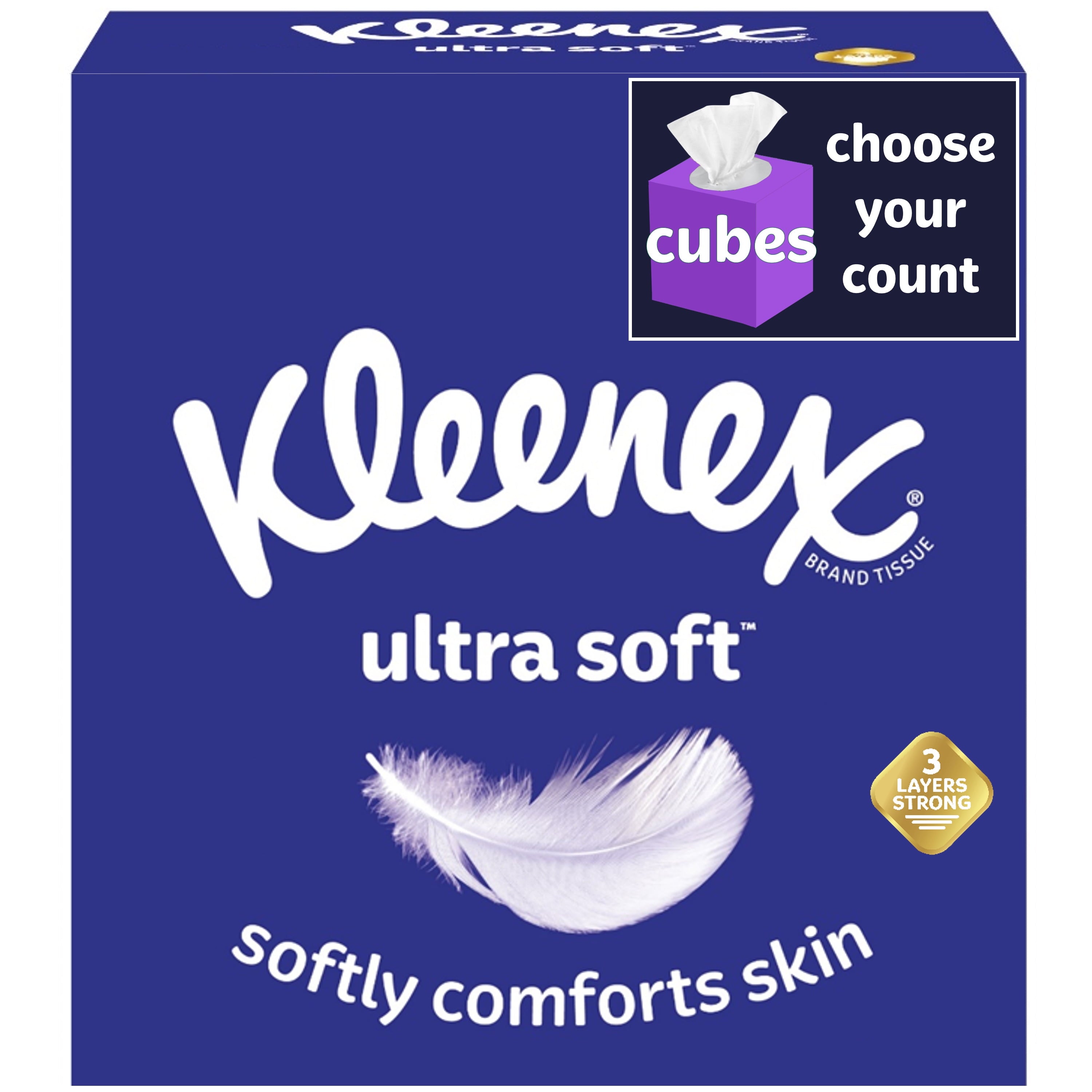 Kleenex Ultra Soft Facial Tissues - 6 Cube Boxes (390 Total Tissues)