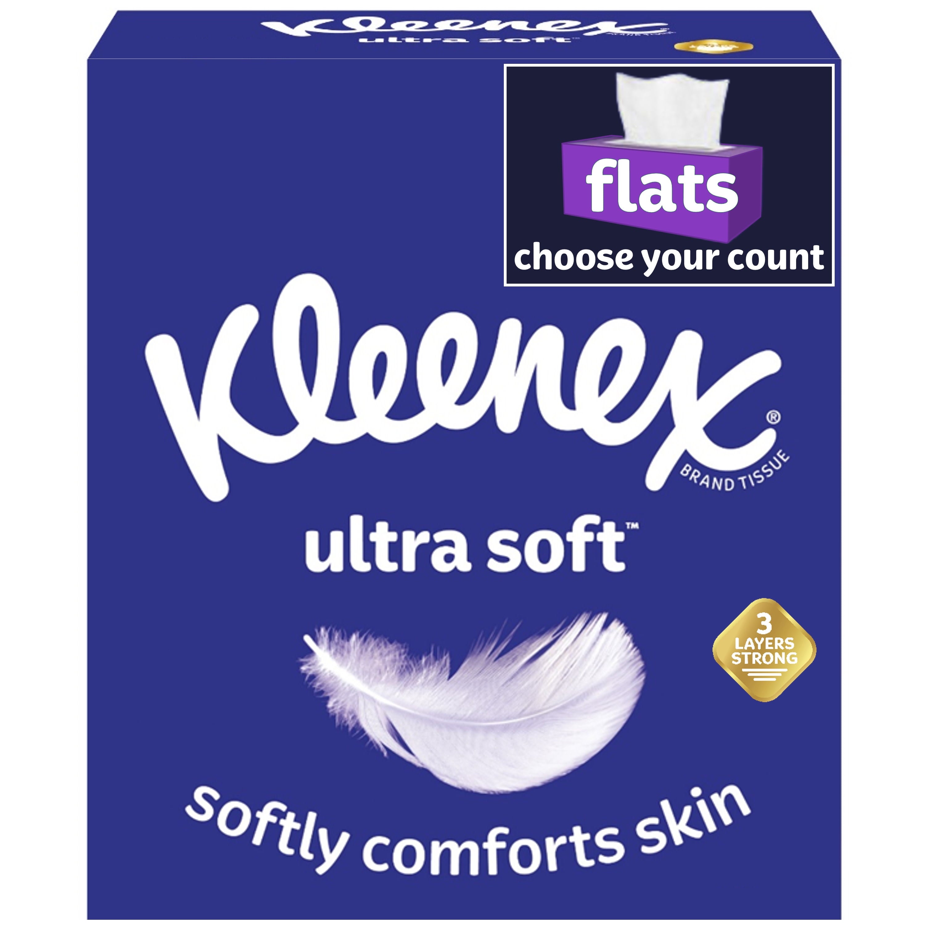 Kleenex Ultra Soft Facial Tissues - 6 Flat Boxes, 110 White Tissues per Box, 3-Ply (660 Total)