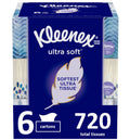 Kleenex Ultra Soft Facial Tissues - 6 Flat Boxes (720 Total Tissues)
