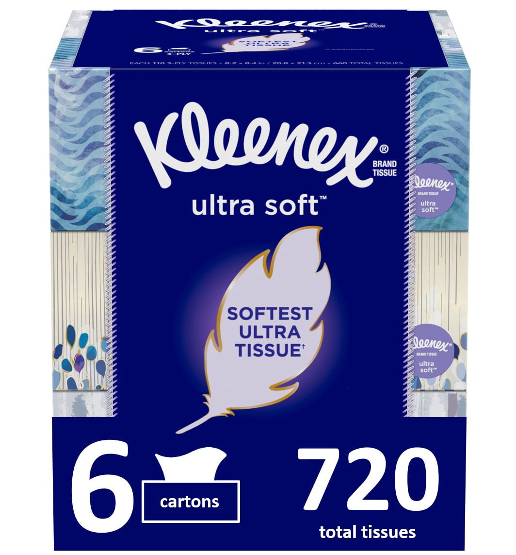 Kleenex Ultra Soft Facial Tissues - 6 Flat Boxes (720 Total Tissues)