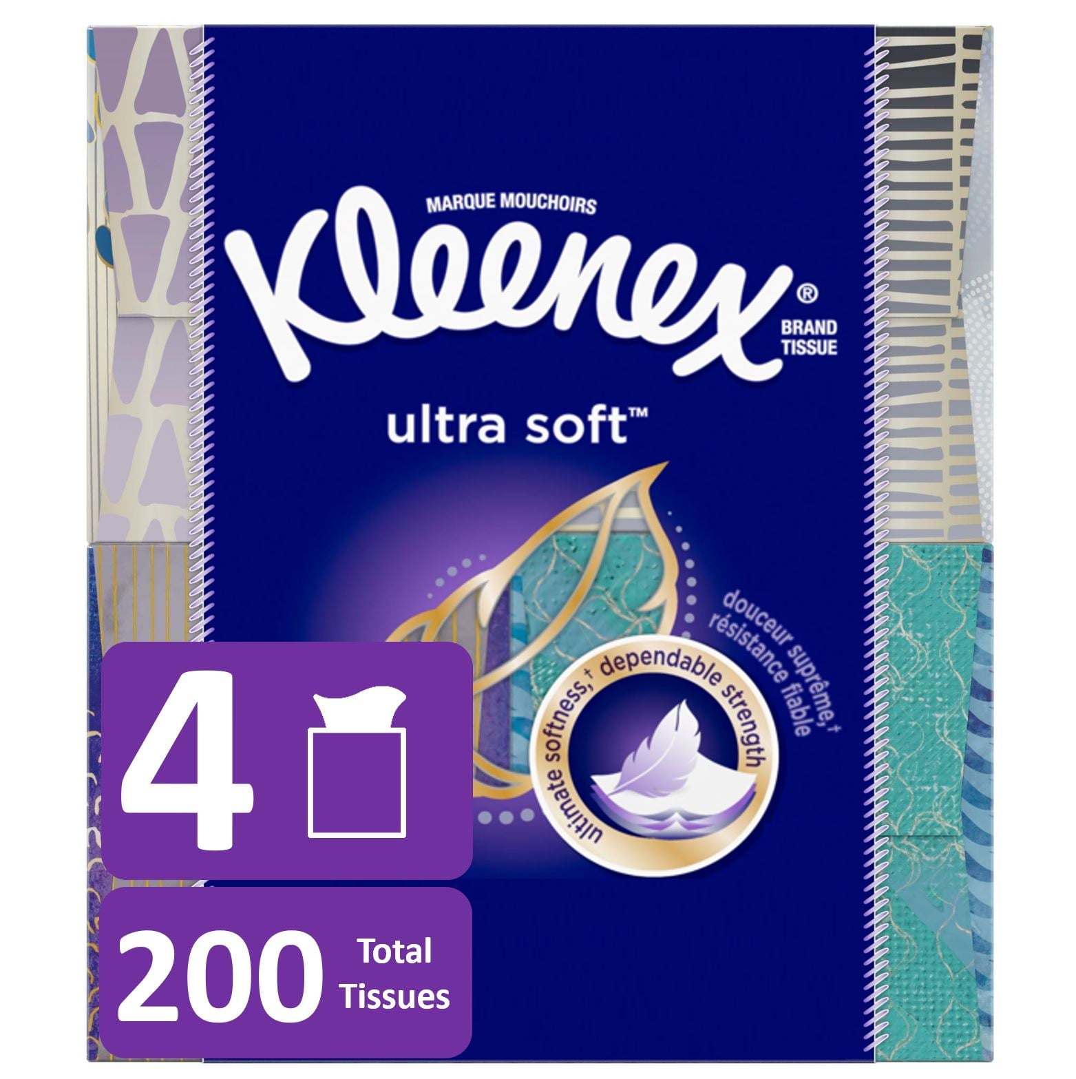 Kleenex Ultra Soft - Non-Lotion, 70 Facial Tissues per Box, 4 Flat Boxes