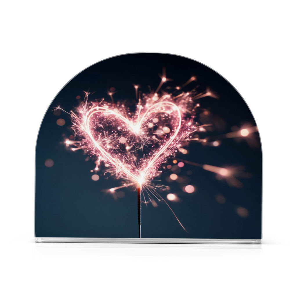 Napkin Holder for Table Kitchen Paper Tissue Organization Standing Paper Napkin Storage Pink Heart-shaped Sparkler