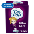 Pack of 2 Puffs Ultra Soft Facial Tissues - 6 Family Size Boxes, White, 124 Facial Tissues per Box