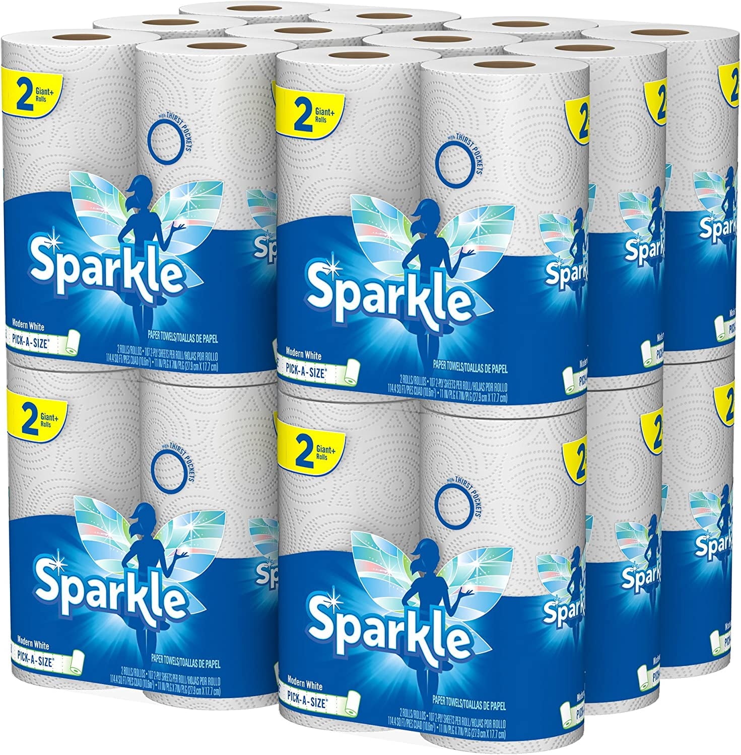 Paper Towels - 24 Giant Rolls, Pick-A-Size, White