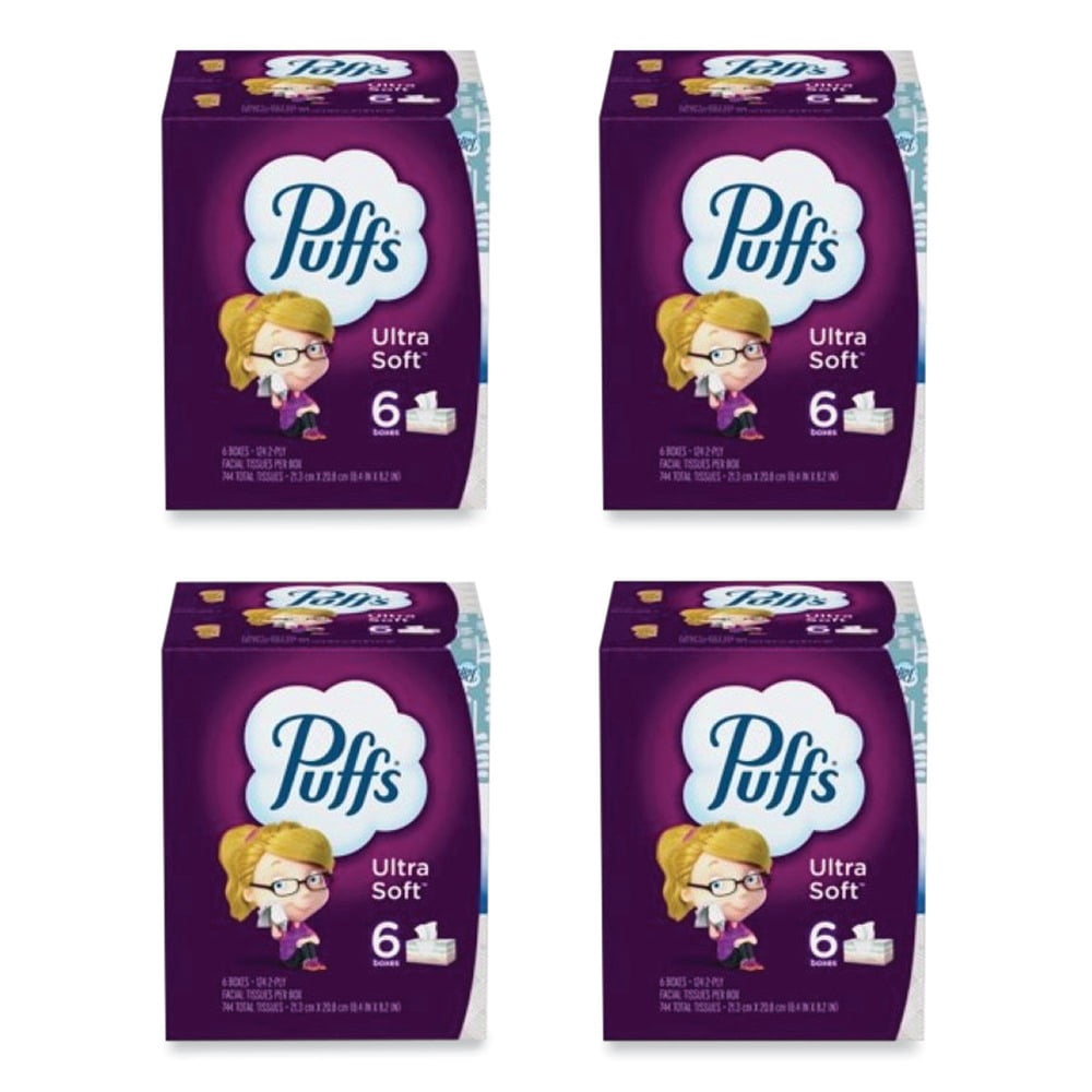 Puffs 80337307 2-Ply Ultra Soft Facial Tissue - White (4 Packs/Carton)