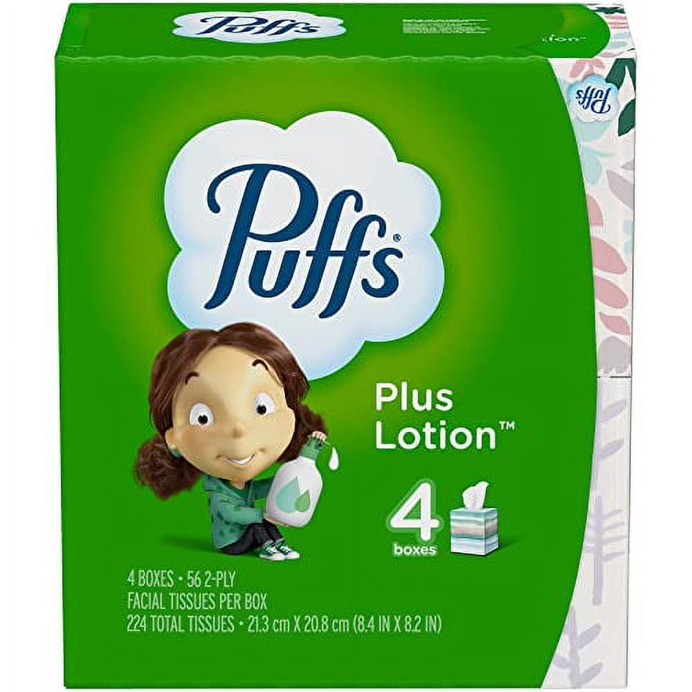 Puffs Plus Lotion Facial Tissues - Cube, 4 Boxes (56 Count Each)