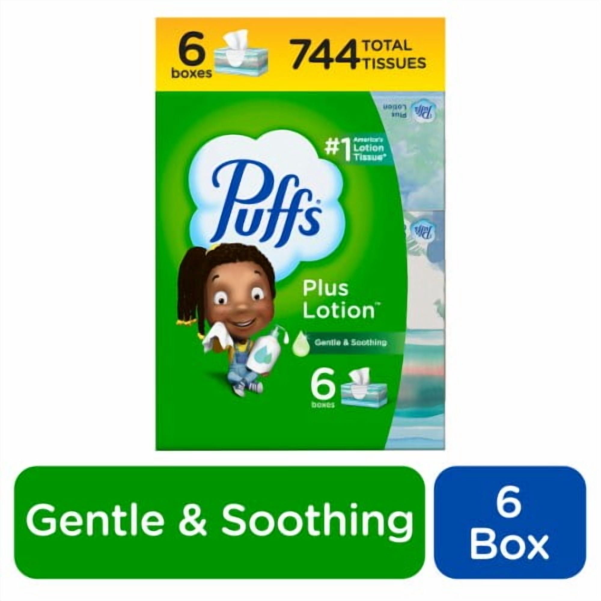 Puffs Plus Lotion Family Facial Tissues 6 pk / 124 Count - Pack of 2