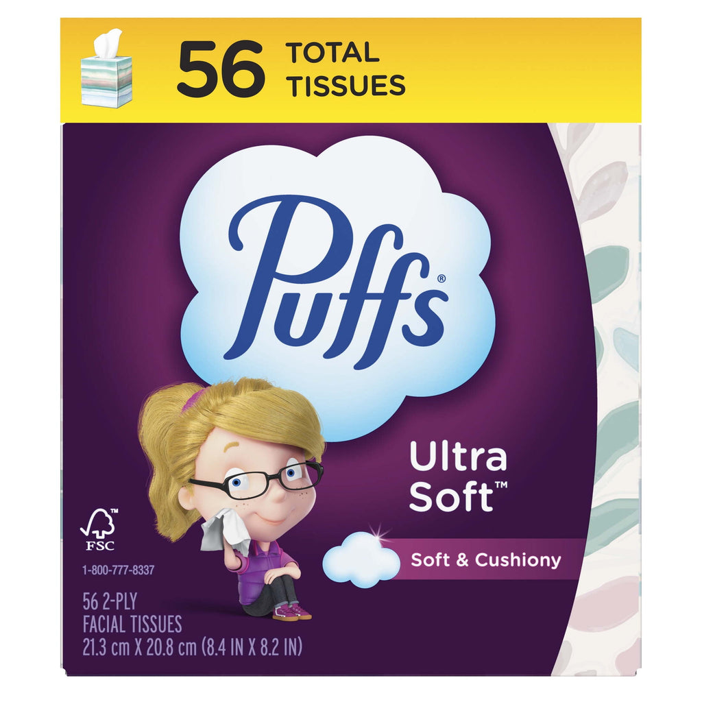 Puffs Ultra Soft Facial Tissues - 18 Cube Boxes, 56 Facial Tissues per Box