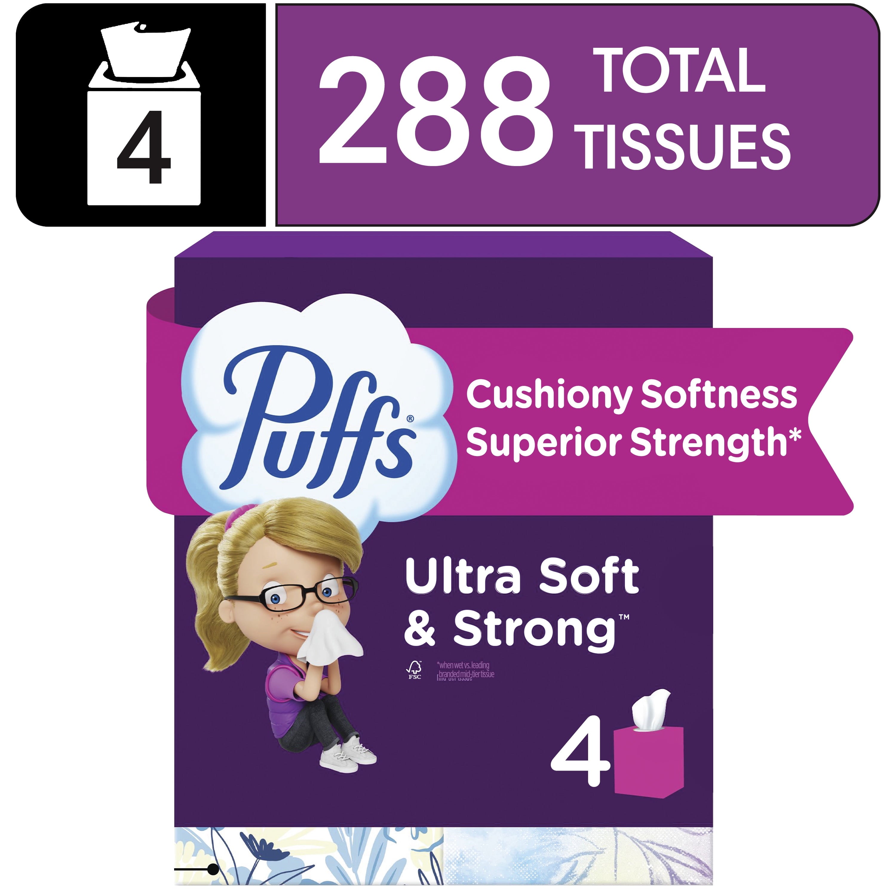 Puffs Ultra Soft Facial Tissues - 4 Count