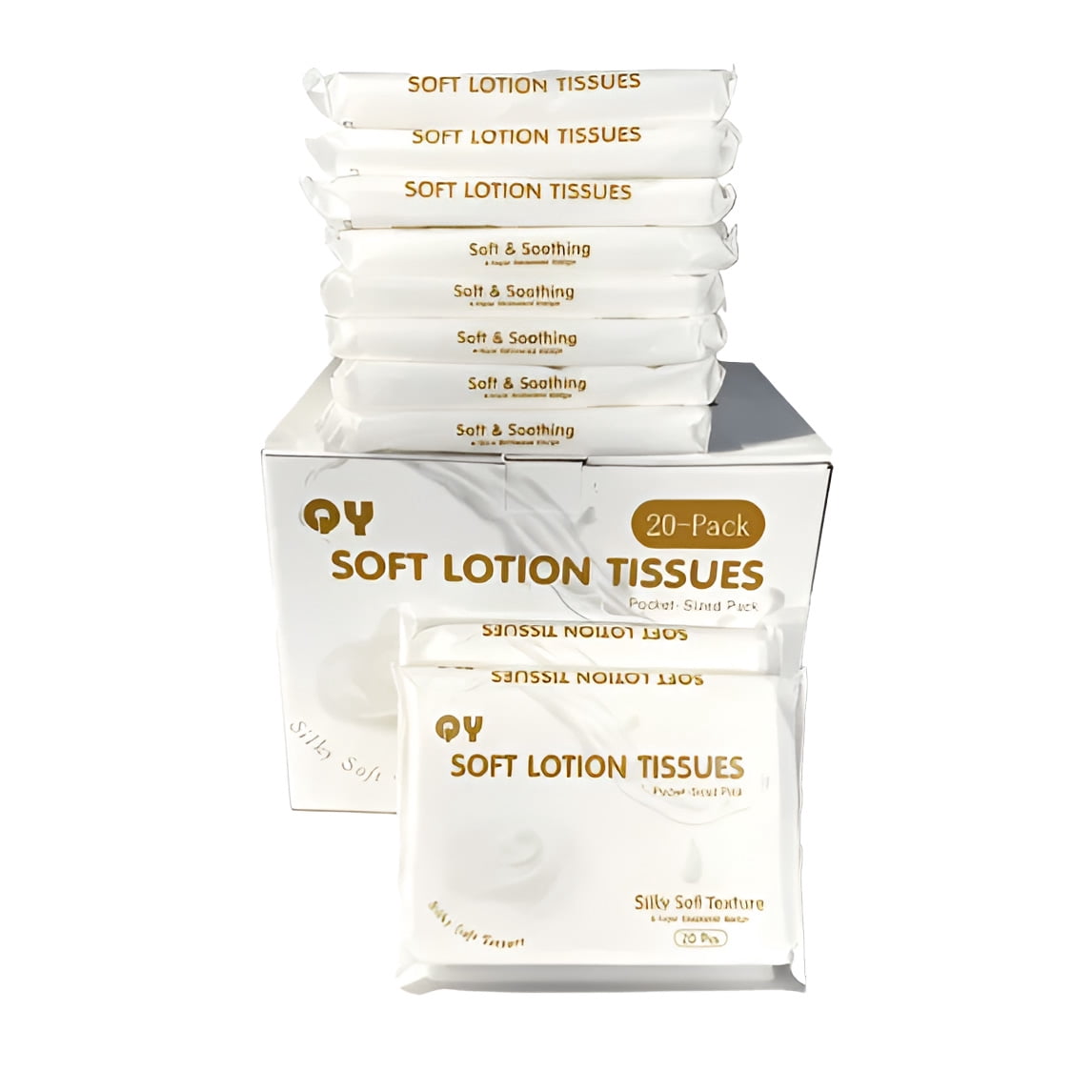 QingYa Facial Tissue with Lotion - 20 Tissue Packs, 6-Ply, 20 Sheets per Pack (400 Total Tissues), Ultra Soft