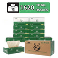 QingYa Premium Bamboo Facial Tissues - 12 Square Boxes, 135 Tissues per Box, Ultra Soft and Unbleached