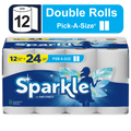 Sparkle Pick-a-Size Paper Towels - White, 12 Double Rolls, Everyday Value Paper Towel