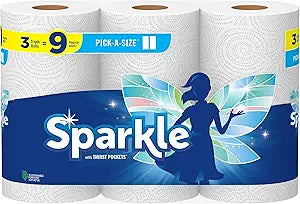 Sparkle Pick-A-Size Paper Towels - 3 Triple Rolls = 9 Regular Rolls, Everyday Value Paper Towel With Full And Half Sheets