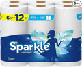 Sparkle Pick-A-Size Paper Towels - 6 Double Rolls = 12 Regular Rolls, Everyday Value Paper Towel With Full And Half Sheets RDD10