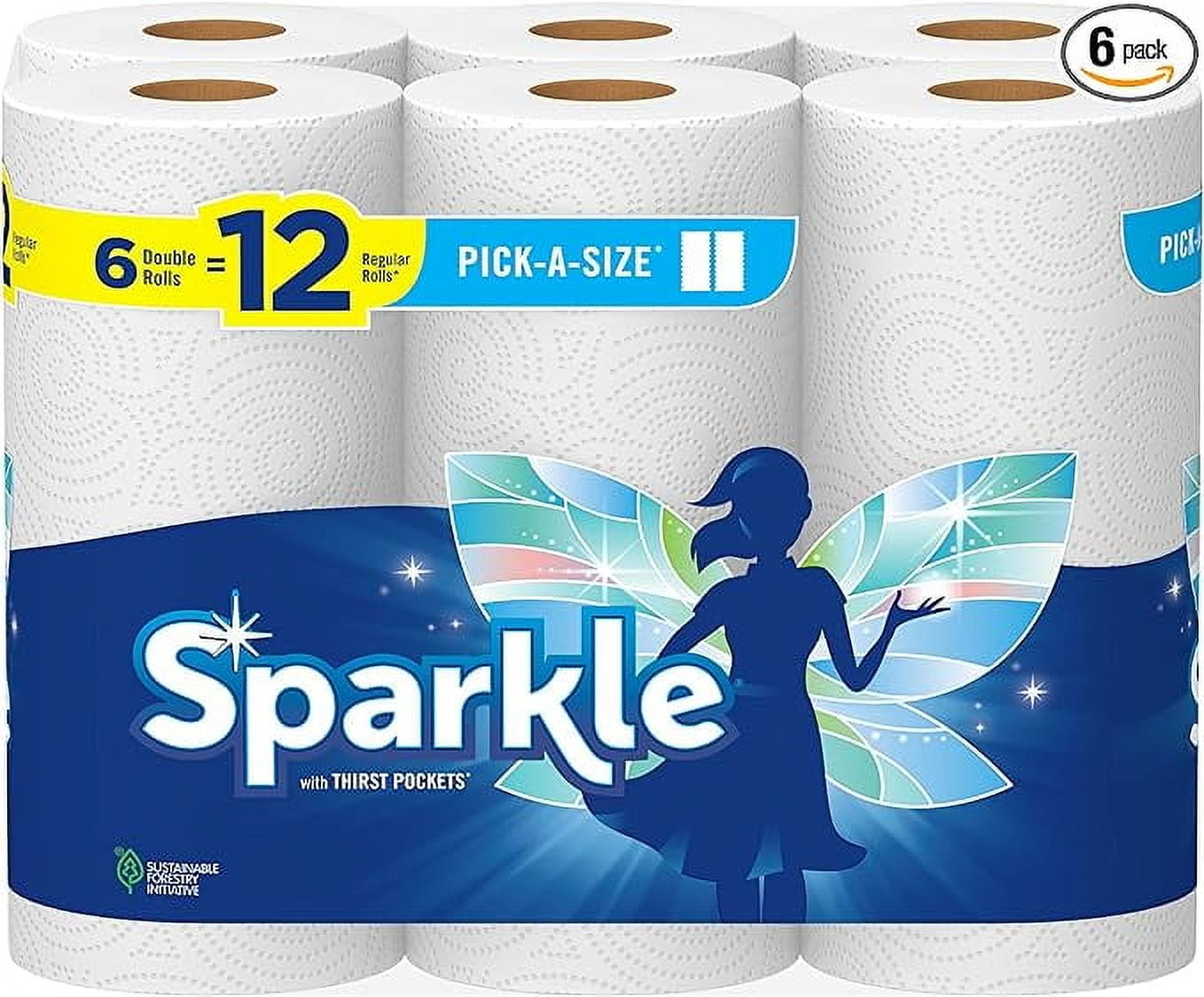 Sparkle Pick-A-Size Paper Towels - 6 Double Rolls = 12 Regular Rolls, Everyday Value Paper Towel With Full And Half Sheets RDD10