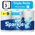 Sparkle Pick-a-Size Paper Towels - White, 3 Triple Rolls