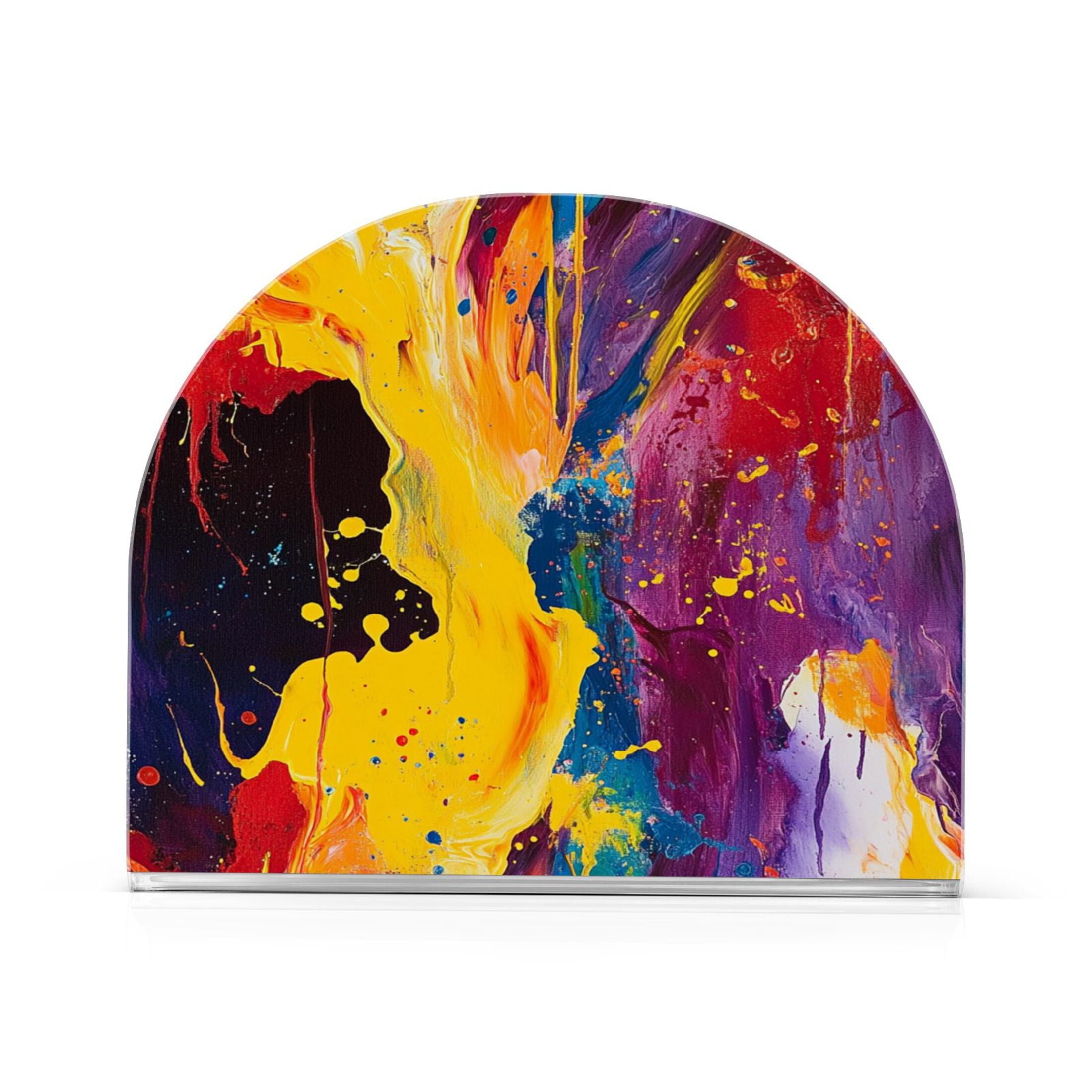 Standing Dining Table Napkin Holder - Napkin Holder for Table Kitchen Acrylic Paper Tissue Organization, Flames and Sparks Painting