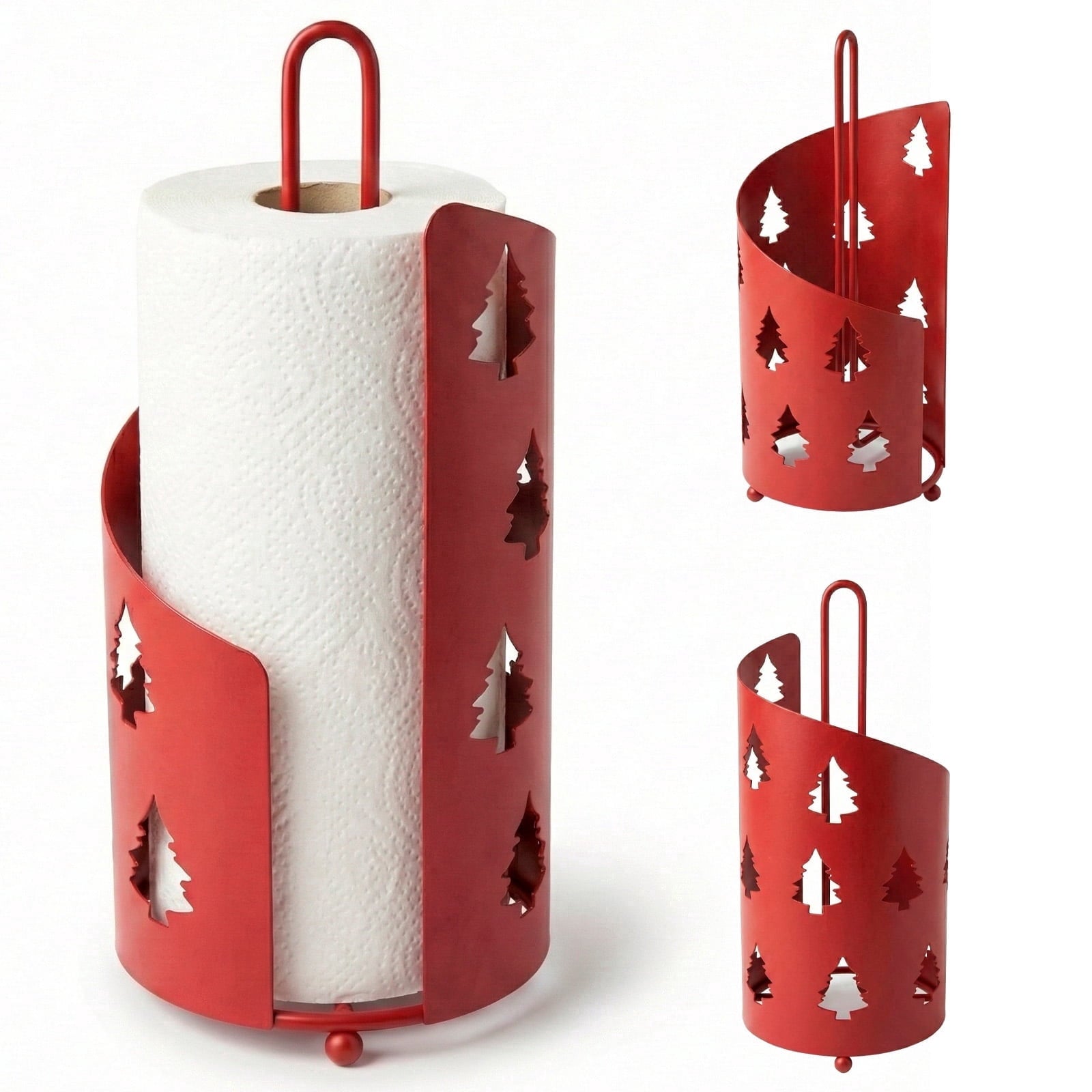 Megier Paper Towel Holder with Hope Tree Design - Tissue Paper Towel Storage and Organization for Tabletop Decoration, Unique with Two Color Choice (Matte Red)