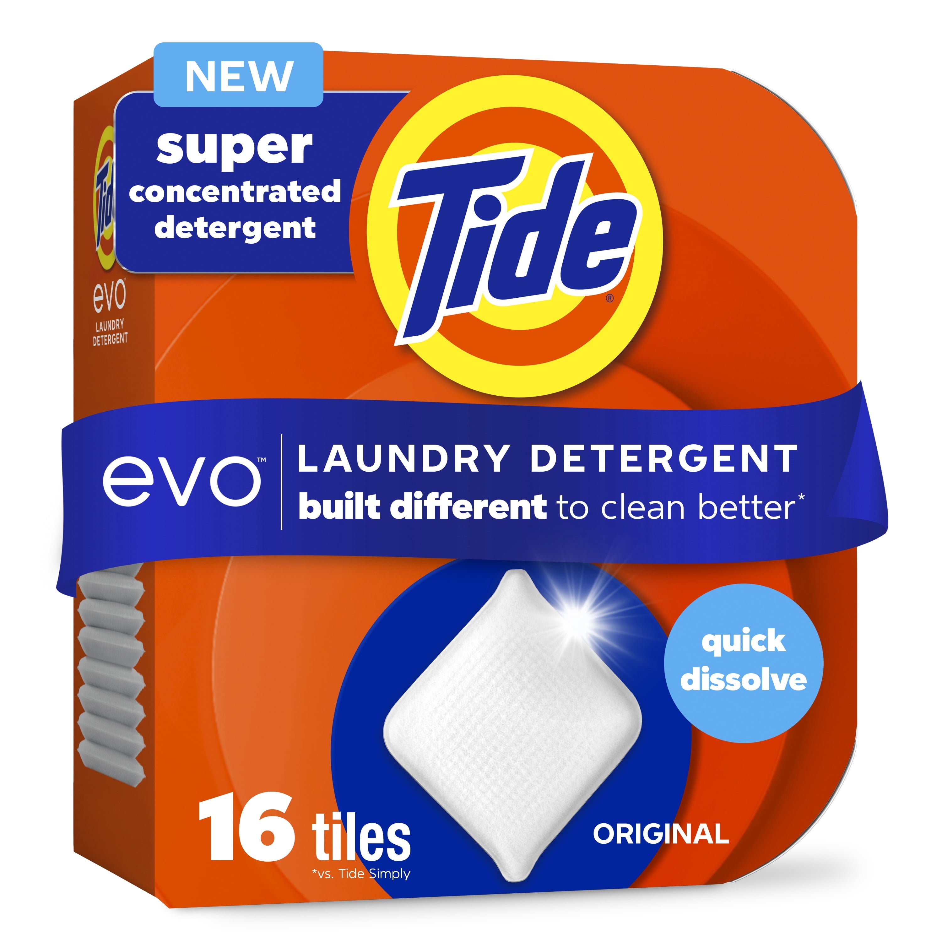 Tide evo Laundry Detergent Tiles - 100% Concentrated, Original Tide Scent, 16 Count