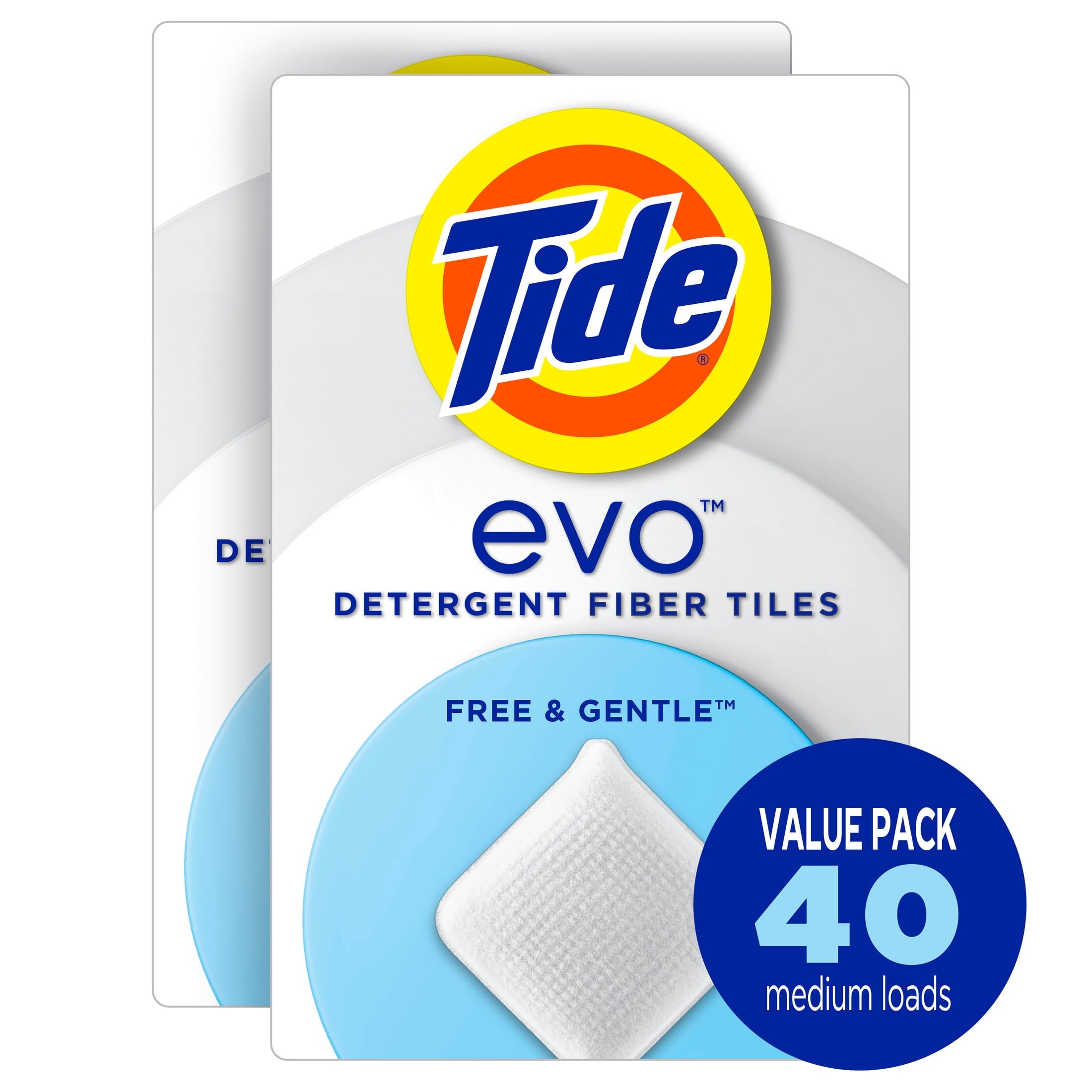 Tide evo Laundry Detergent Tiles - Free & Gentle, Hypoallergenic, Unscented, 40 Count