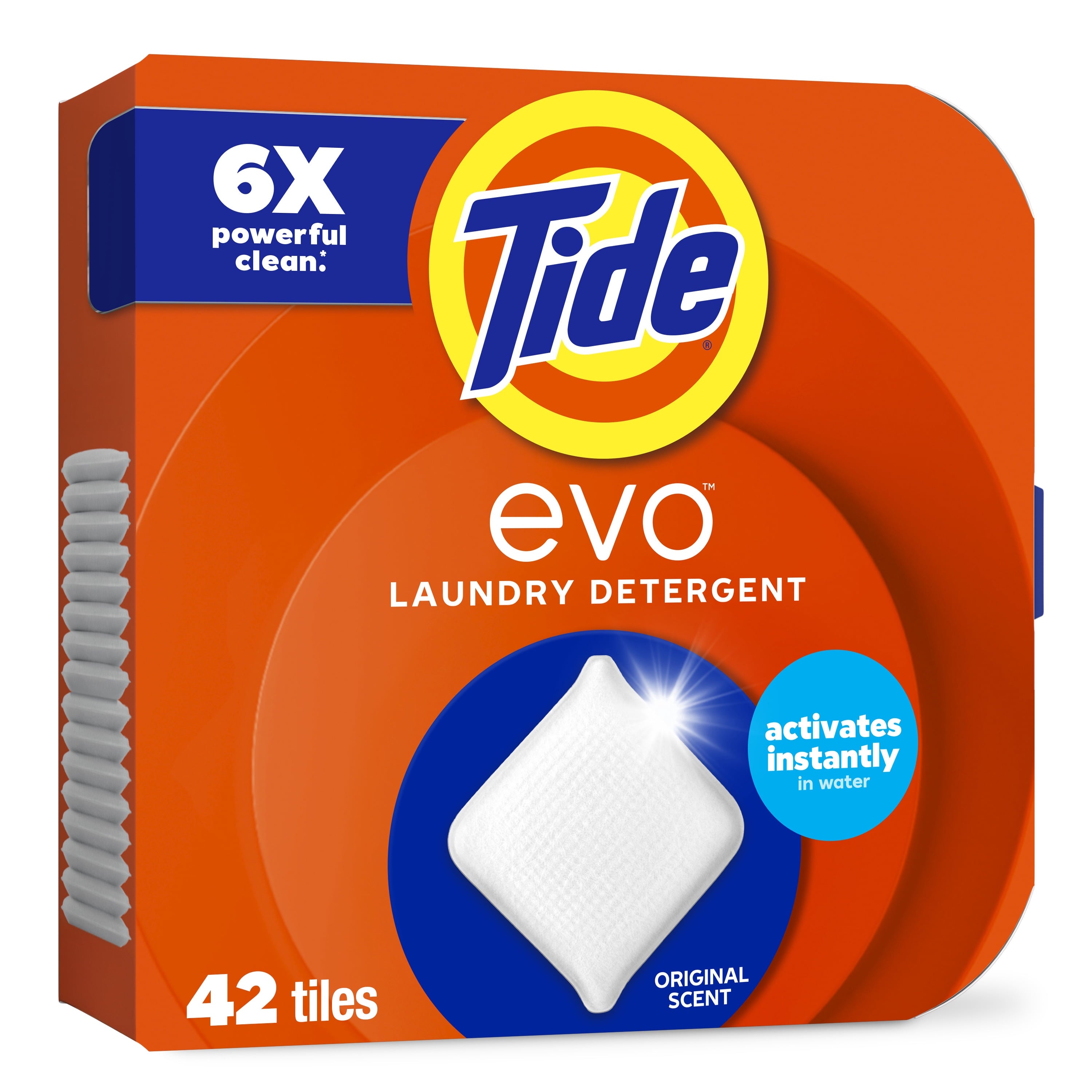 Tide Evo Laundry Detergent Tiles - 100% Concentrated, 6X Cleaning Power, Original Tide Scent, 42 Count