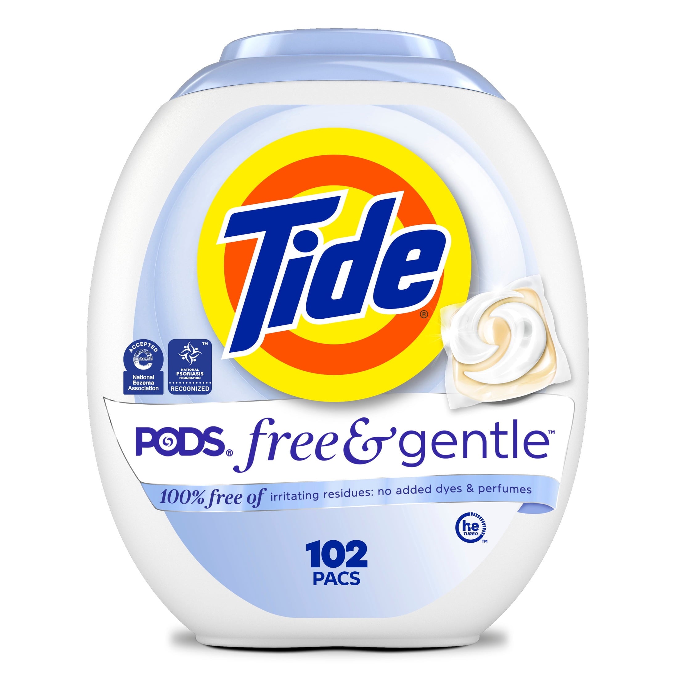 Tide PODS Free & Gentle laundry detergent - 102 Count, Trusted, gentle laundry detergent pods, 100% free of irritating residues: no added dyes and perfumes