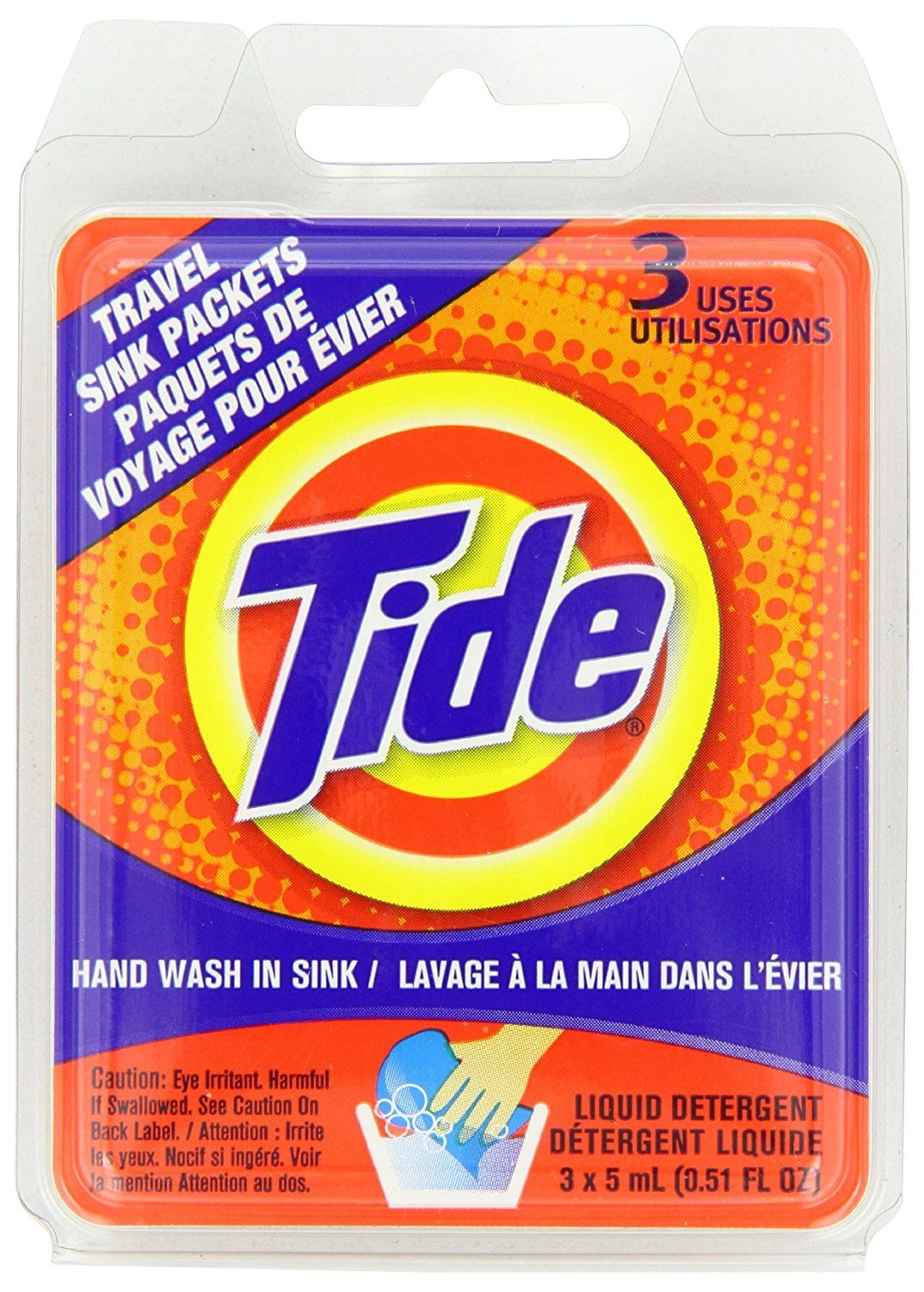 Tide Liquid Detergent Travel Sink Packets 3 ea
