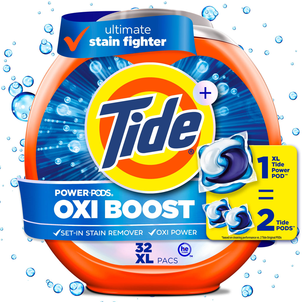 Tide Oxi Boost Power Pods with Stain Remover and Oxi Power Laundry Detergent - 32 Count