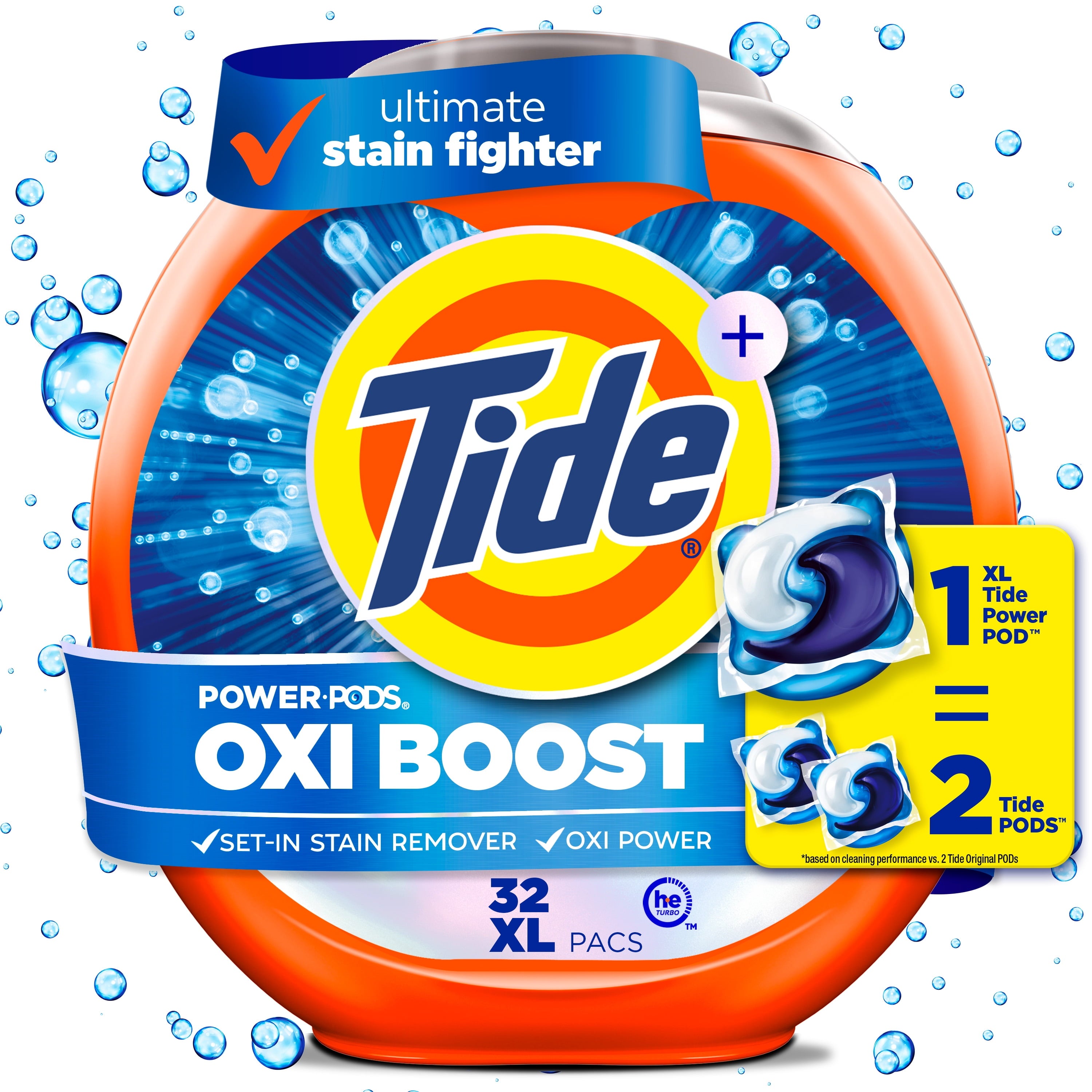 Tide Oxi Boost Power Pods with Stain Remover and Oxi Power Laundry Detergent - 32 Count