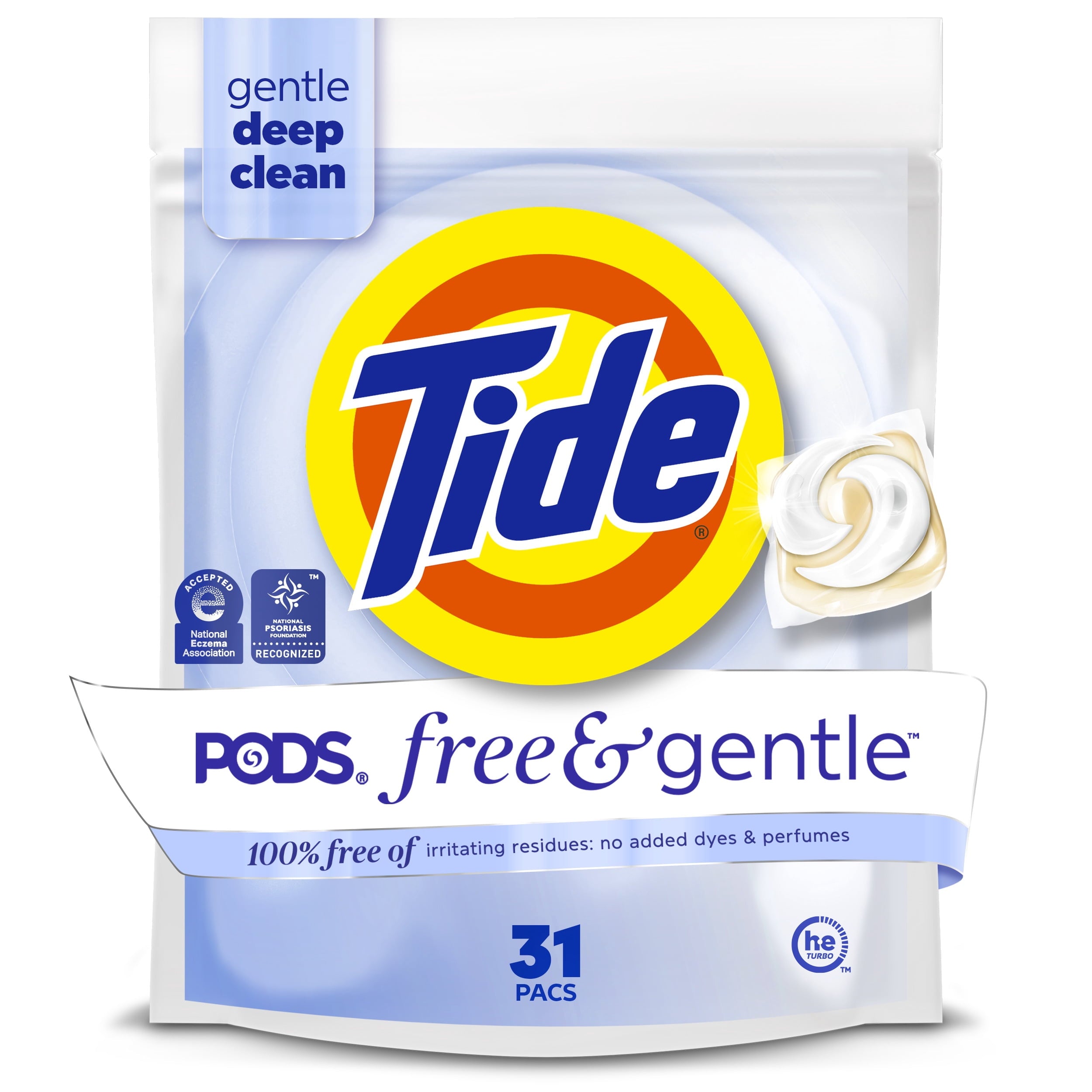 Tide PODS Laundry Detergent Soap Pacs - Free and Gentle, Hypoallergenic, Unscented, 31 Count