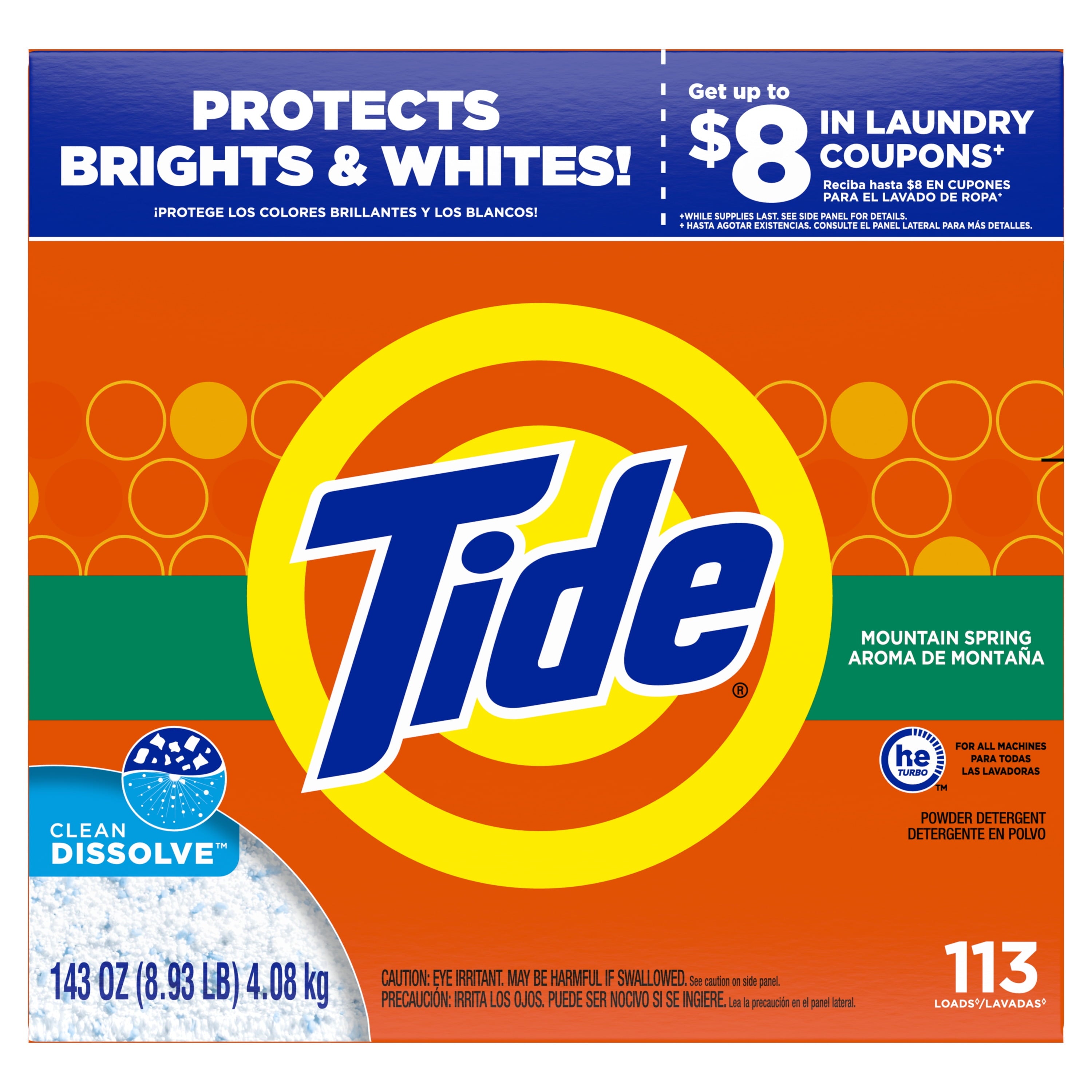 Tide Powder Laundry Detergent - Mountain Spring, 113 Loads, 143 oz