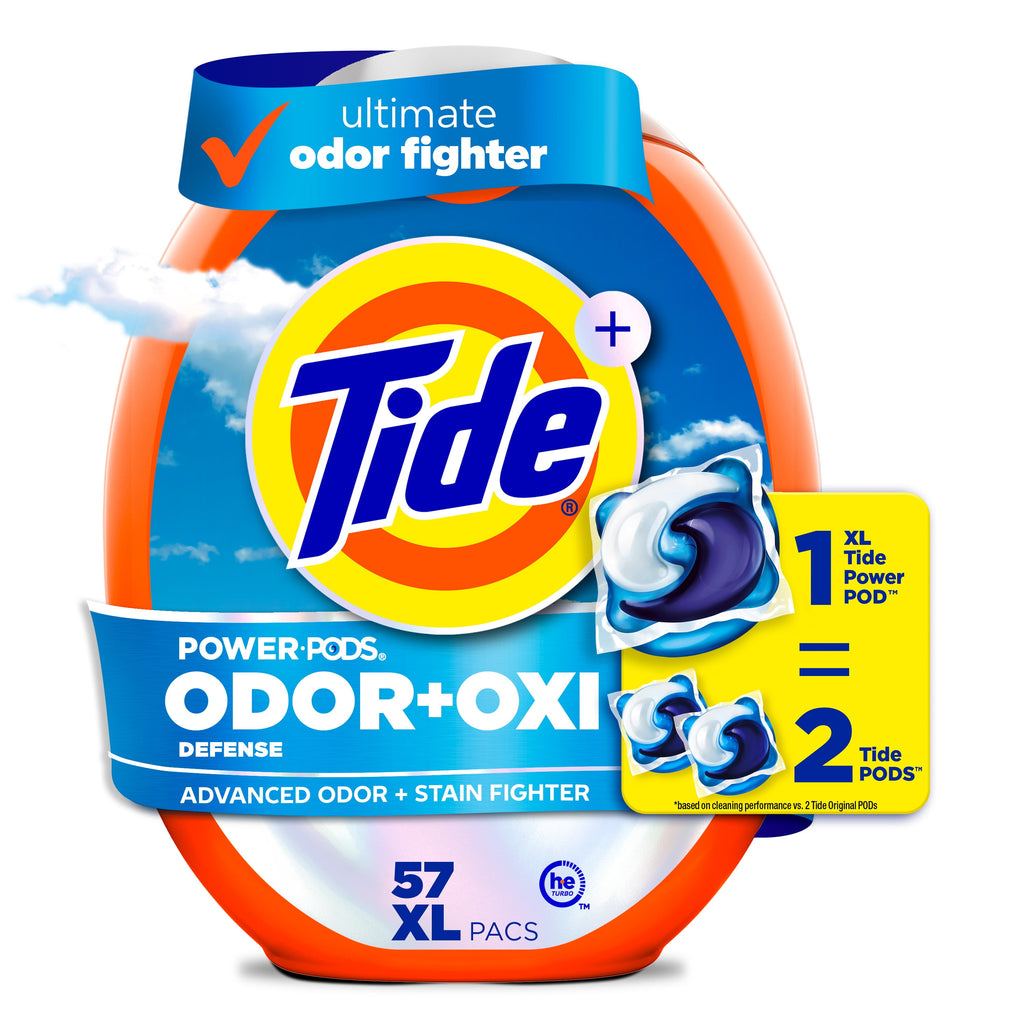 Tide Power PODS Laundry Detergent Soap Pacs with Odor Defense + Oxi - Original Scent, 57 Count