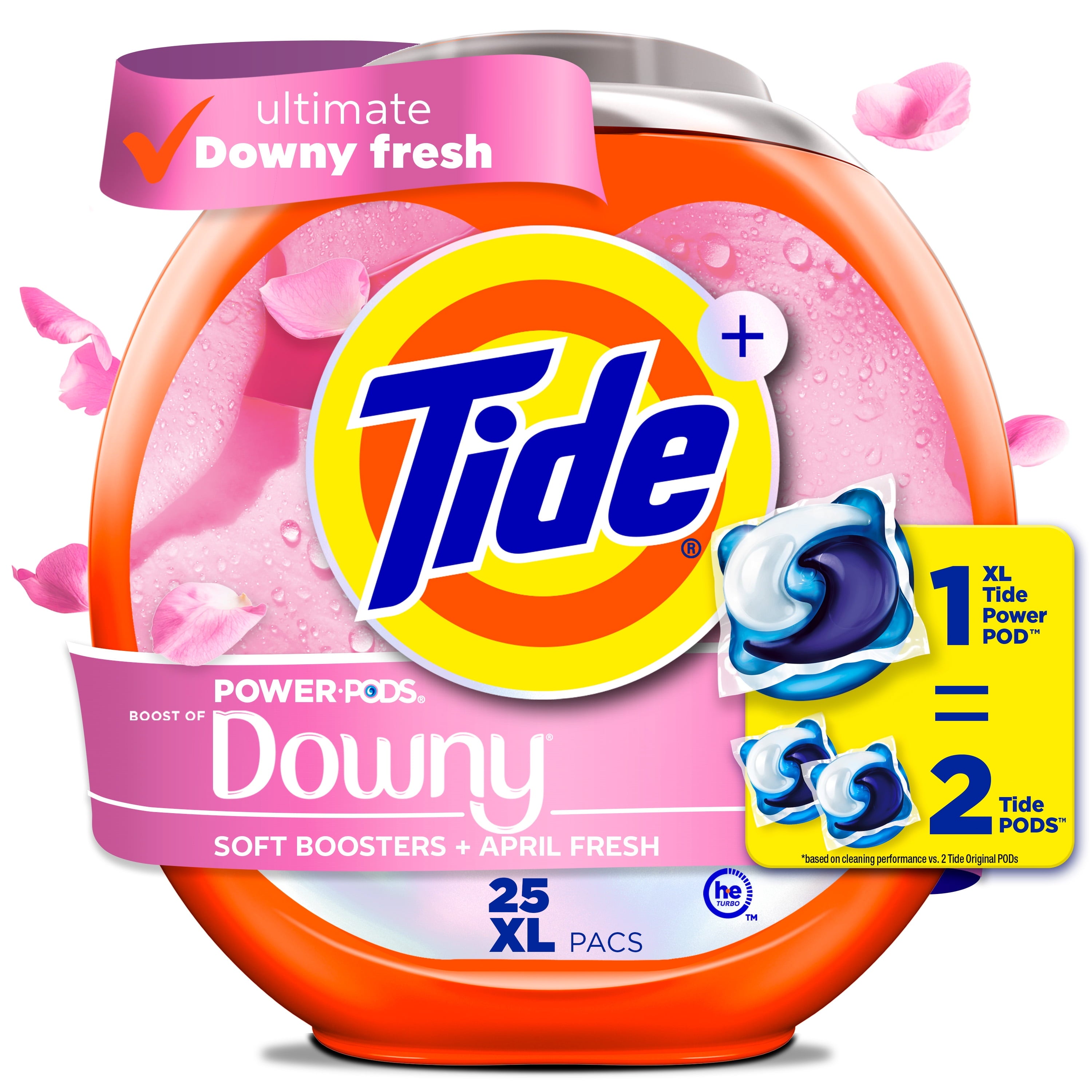 Tide Power PODS with Downy Soft Boosters Laundry Detergent Pacs - April Fresh Scent, 25 Count