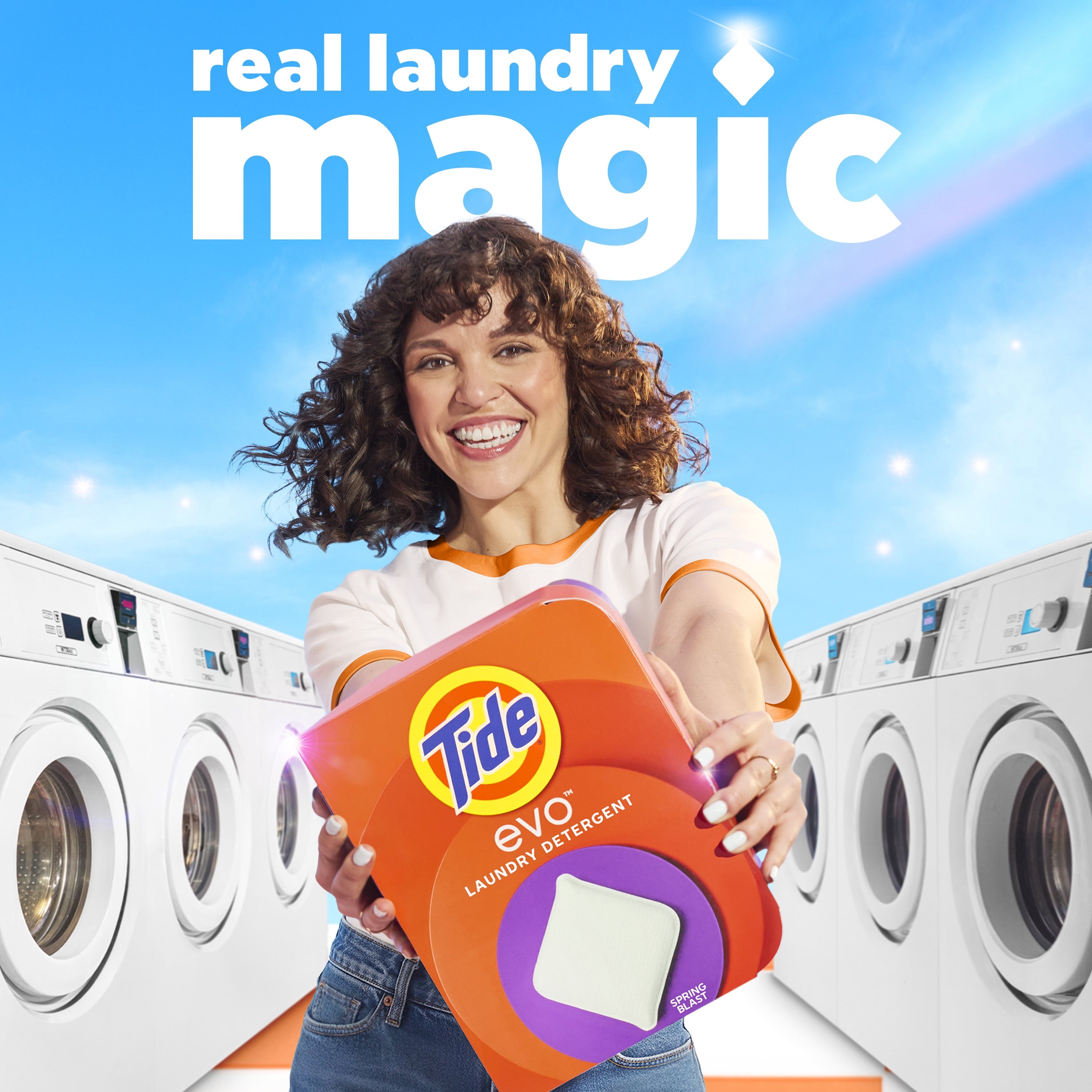 Tide Evo Laundry Detergent Tiles - 100% Concentrated, 6X Cleaning Power, Spring Blast Scent, 42 Count