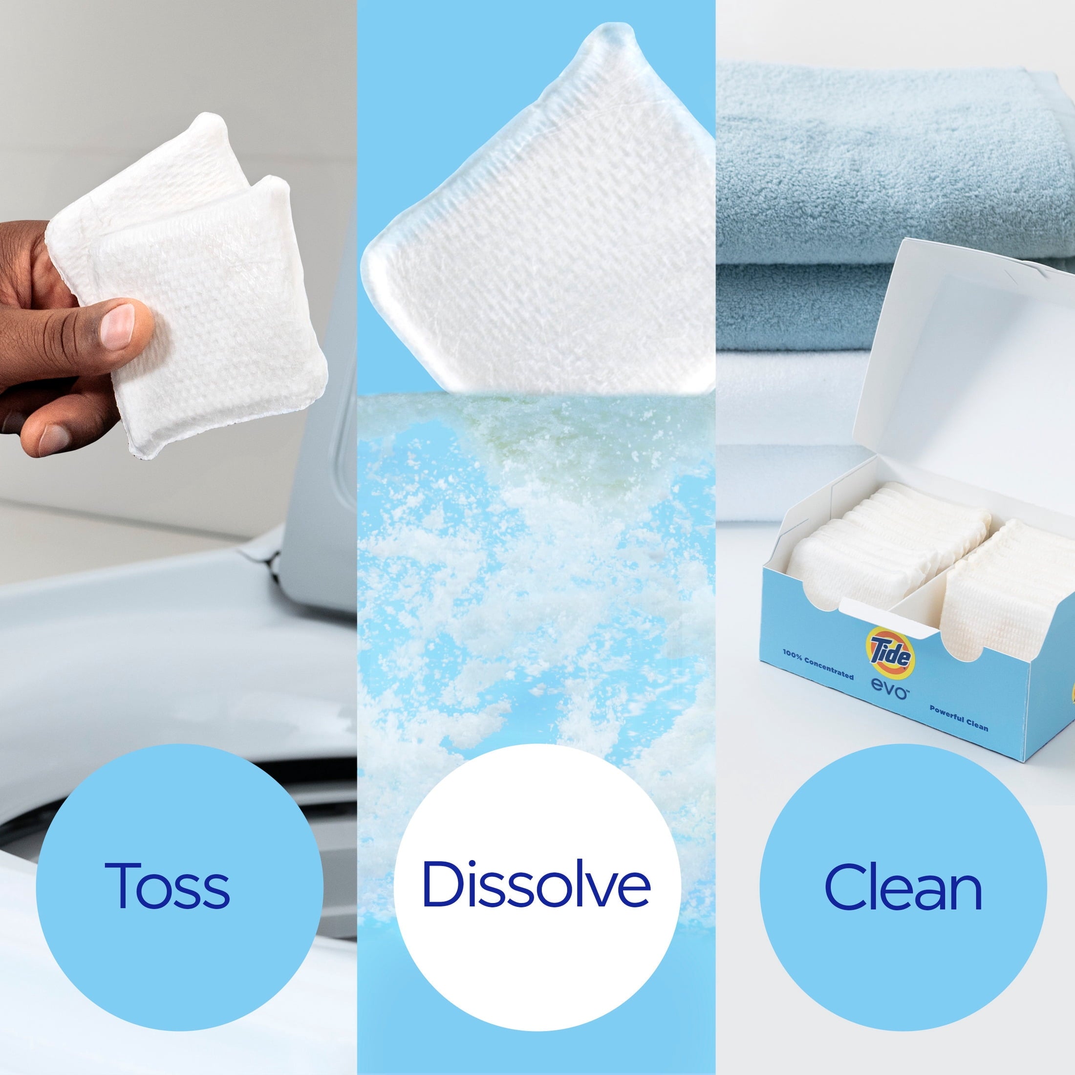 Tide evo Laundry Detergent Tiles - Free & Gentle, Hypoallergenic, Unscented, 40 Count