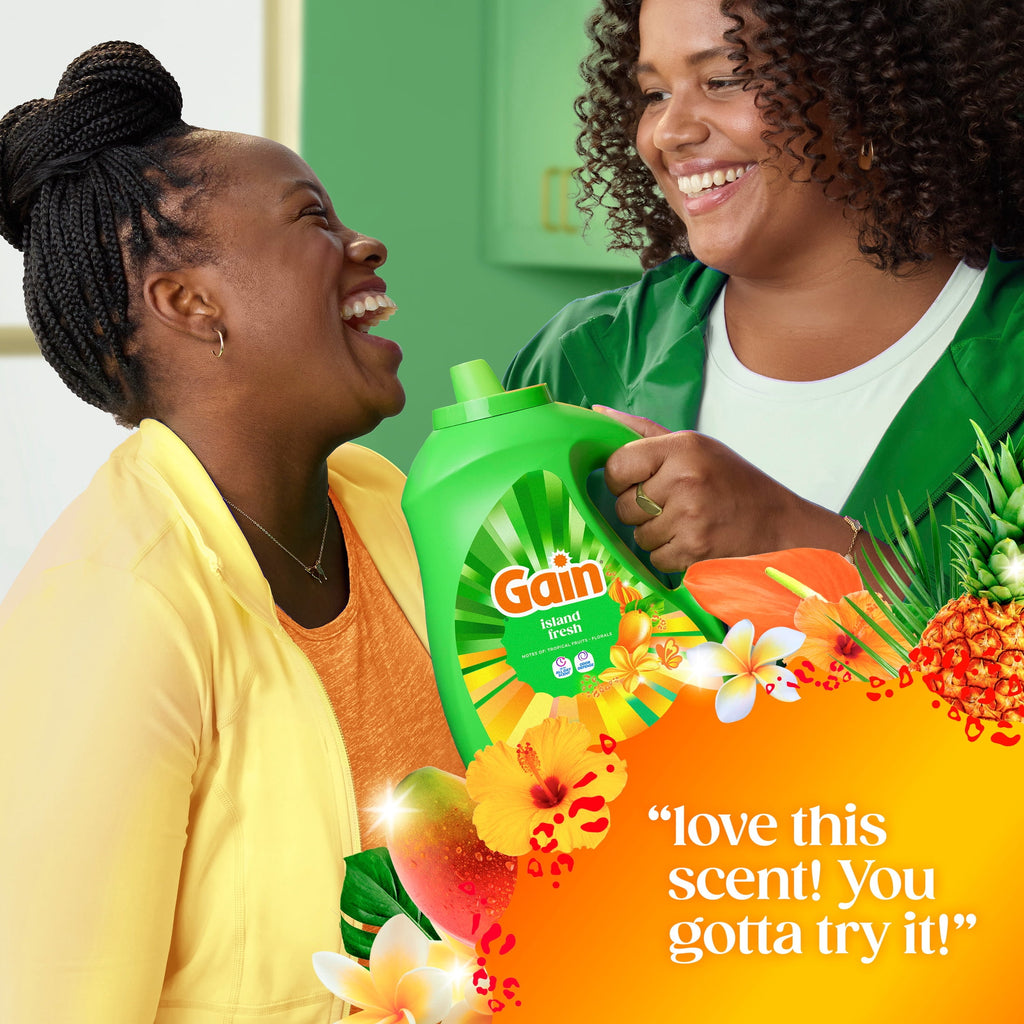 Gain Laundry Detergent Liquid - Now with Odor Defense, Island Fresh Scent, 81 fl oz, 61 Loads - 2-Pack