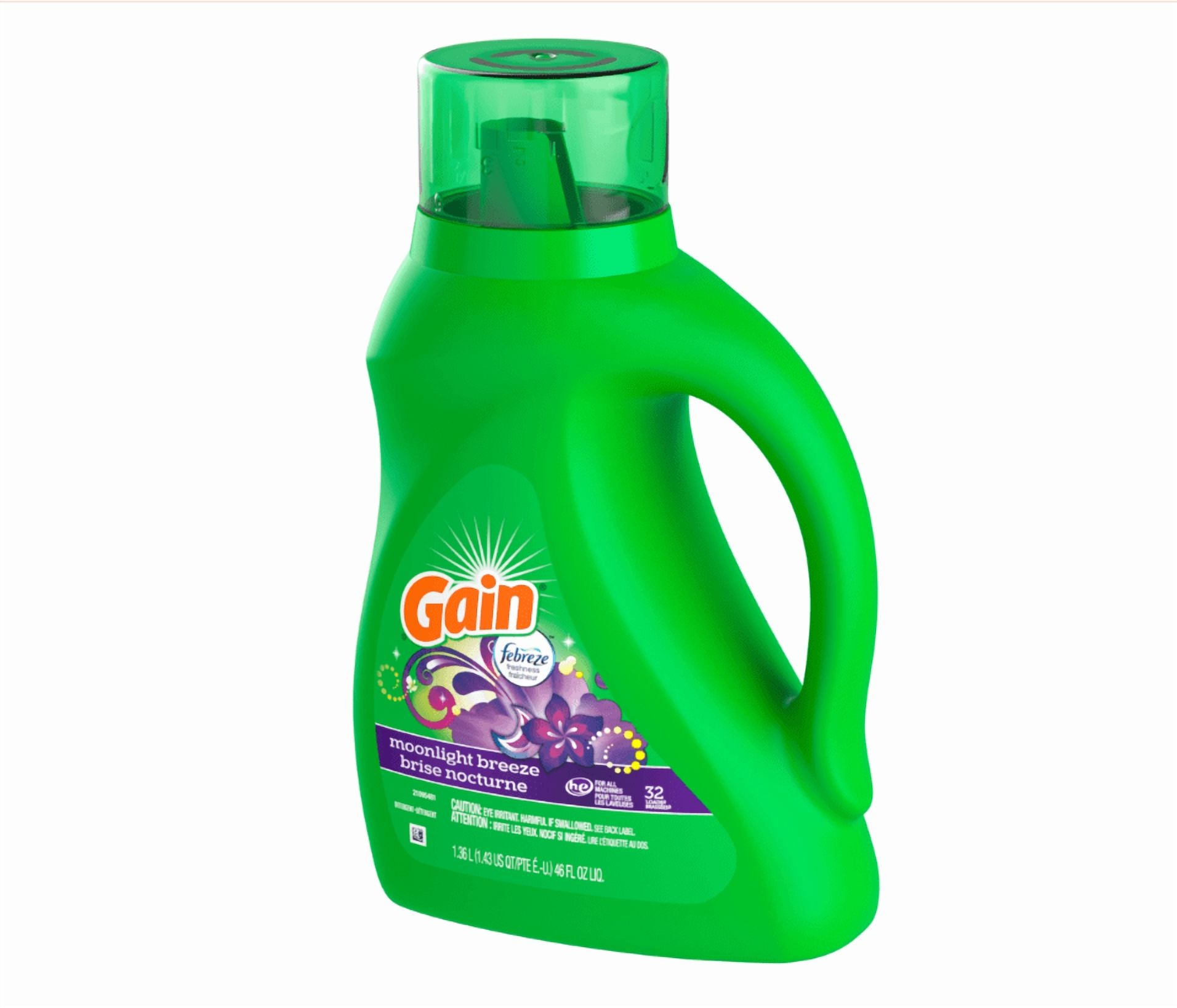 Gain + Aroma Boost Liquid Laundry Detergent - Moonlight Breeze Scent, 32 Loads, HE Compatible