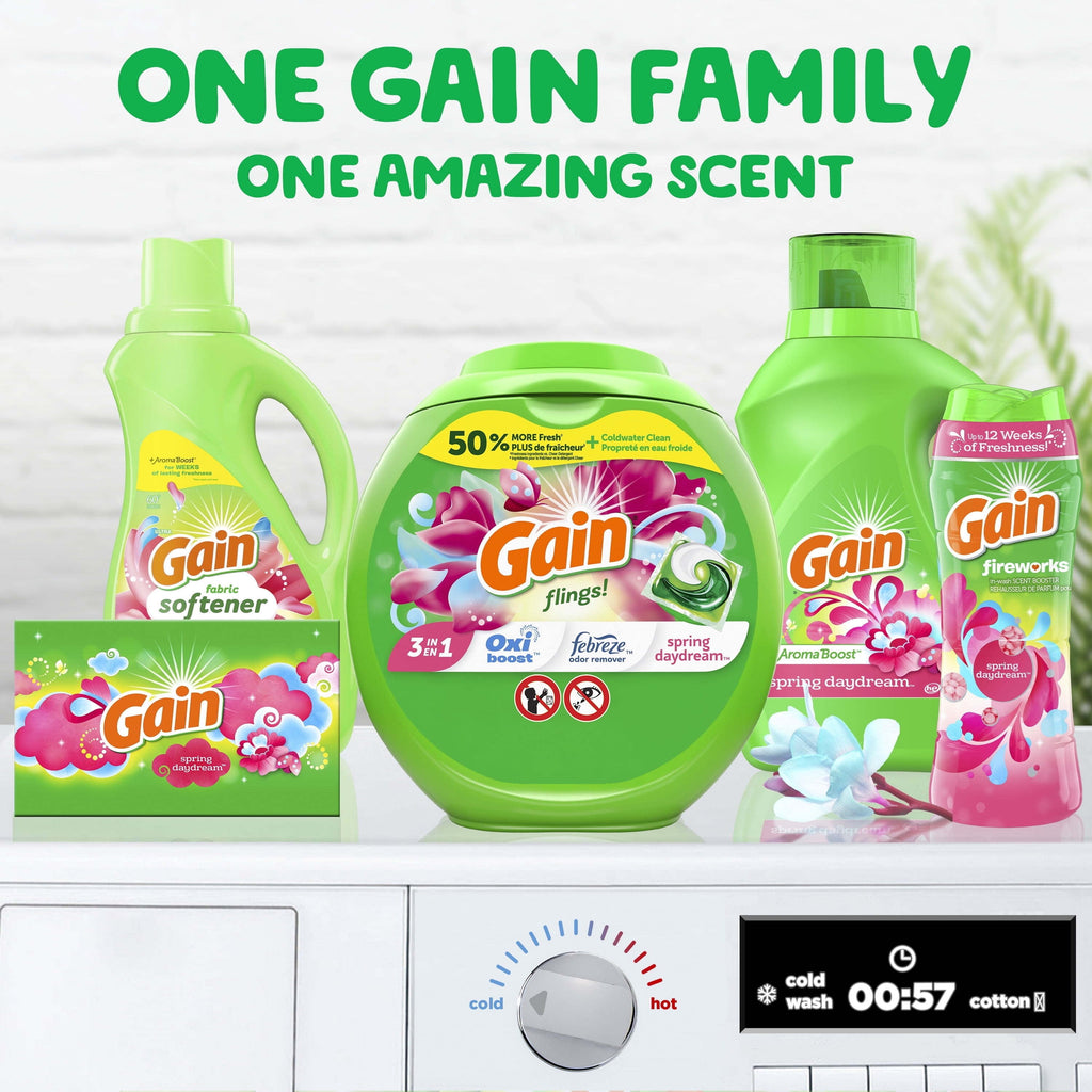 Gain Flings Liquid Laundry Detergent Pacs - Spring Daydream Scent, 60 Count