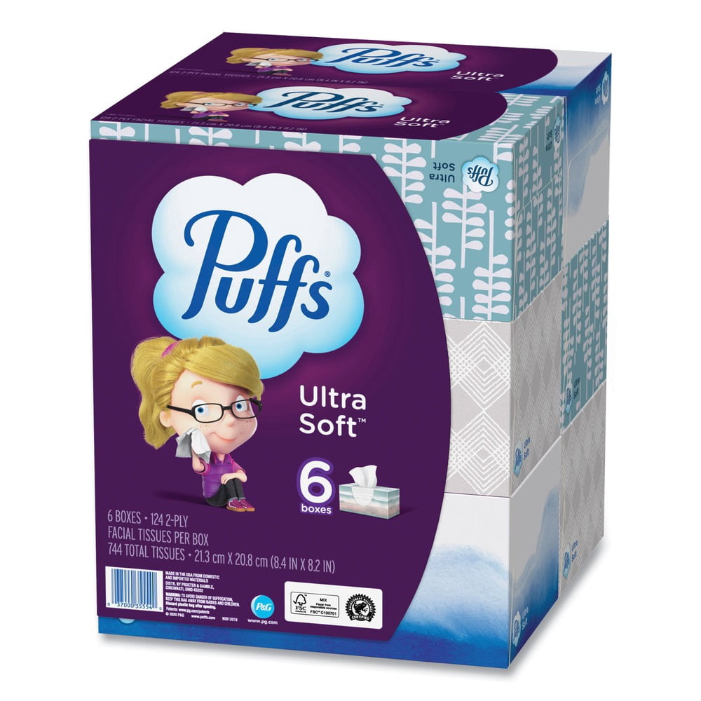 Puffs 80337307 2-Ply Ultra Soft Facial Tissue - White (4 Packs/Carton)