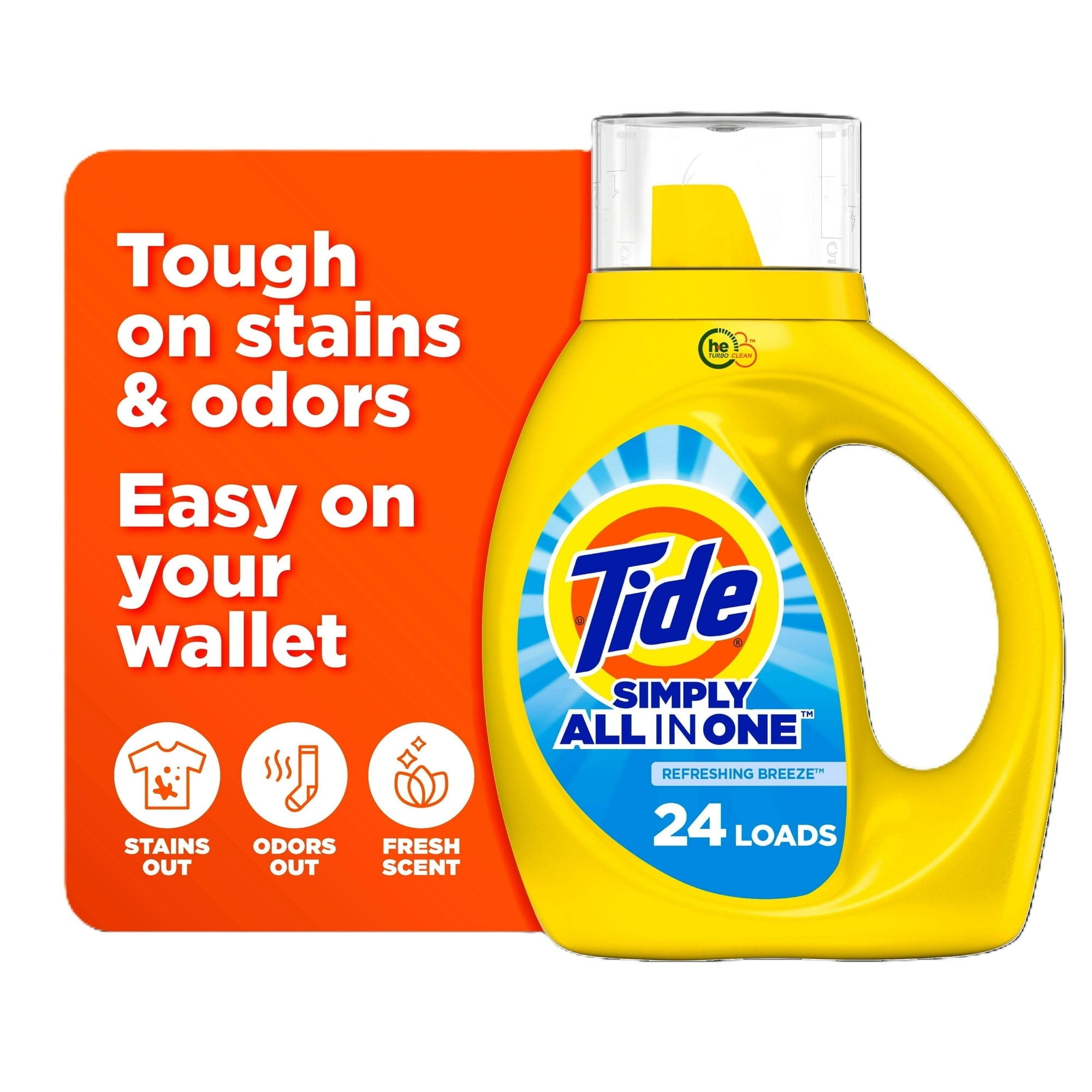 Tide Simply All in One Liquid Laundry Detergent - Refreshing Breeze Scent, 32 fl oz, 24 Loads