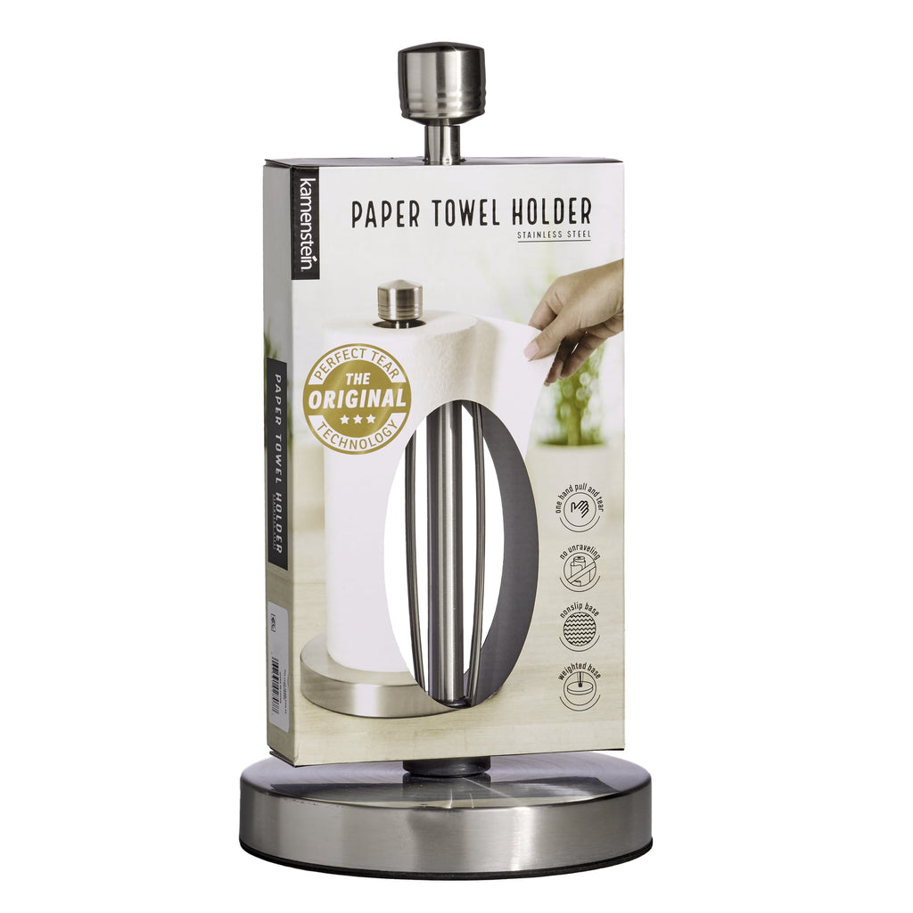 Kamenstein Brushed Stainless Steel Perfect Tear Paper Towel Holder 7.17” x 13.78”